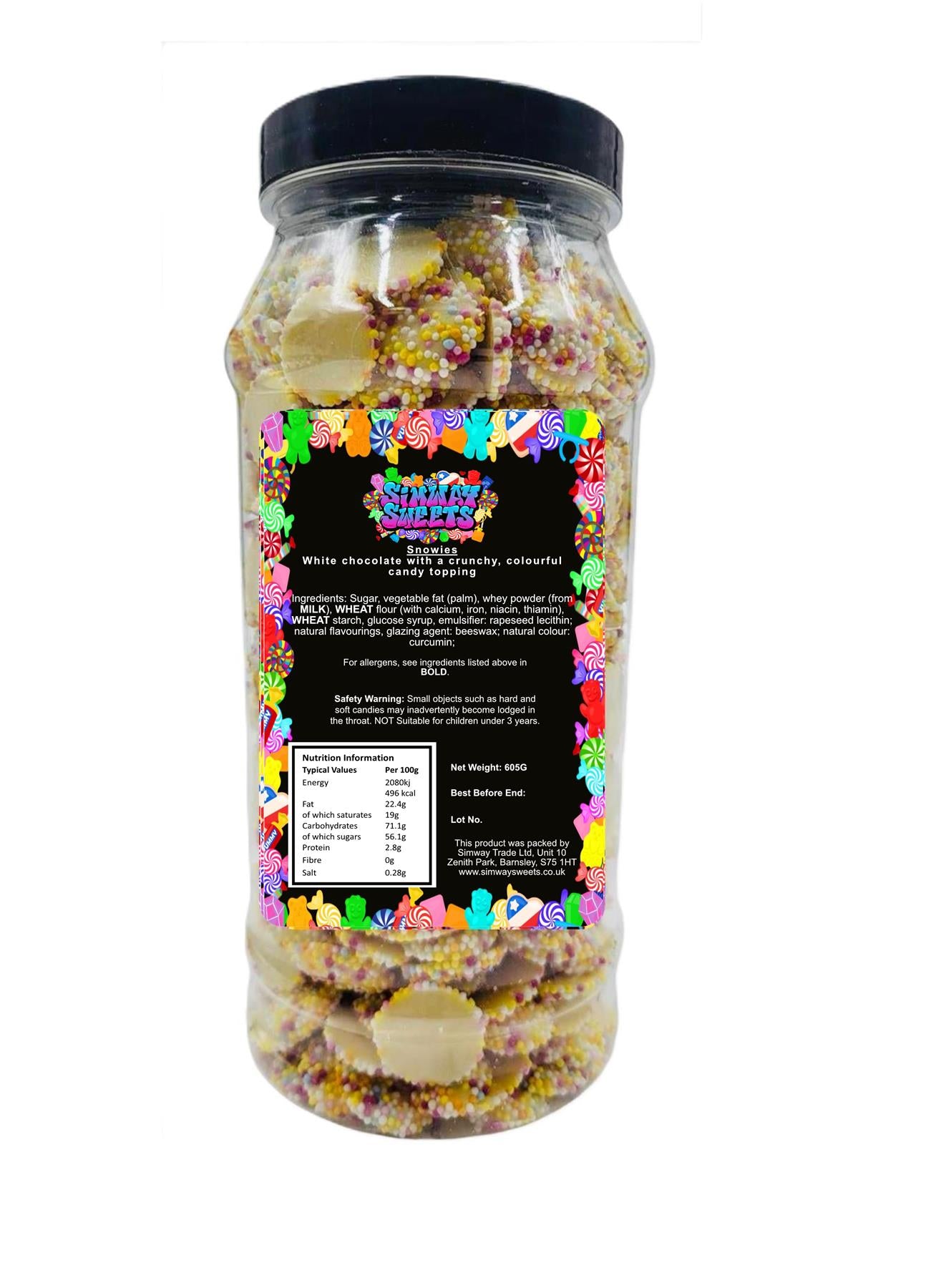 White Chocolate Jazzies Snowies Retro Sweets Gift Jar - 605g