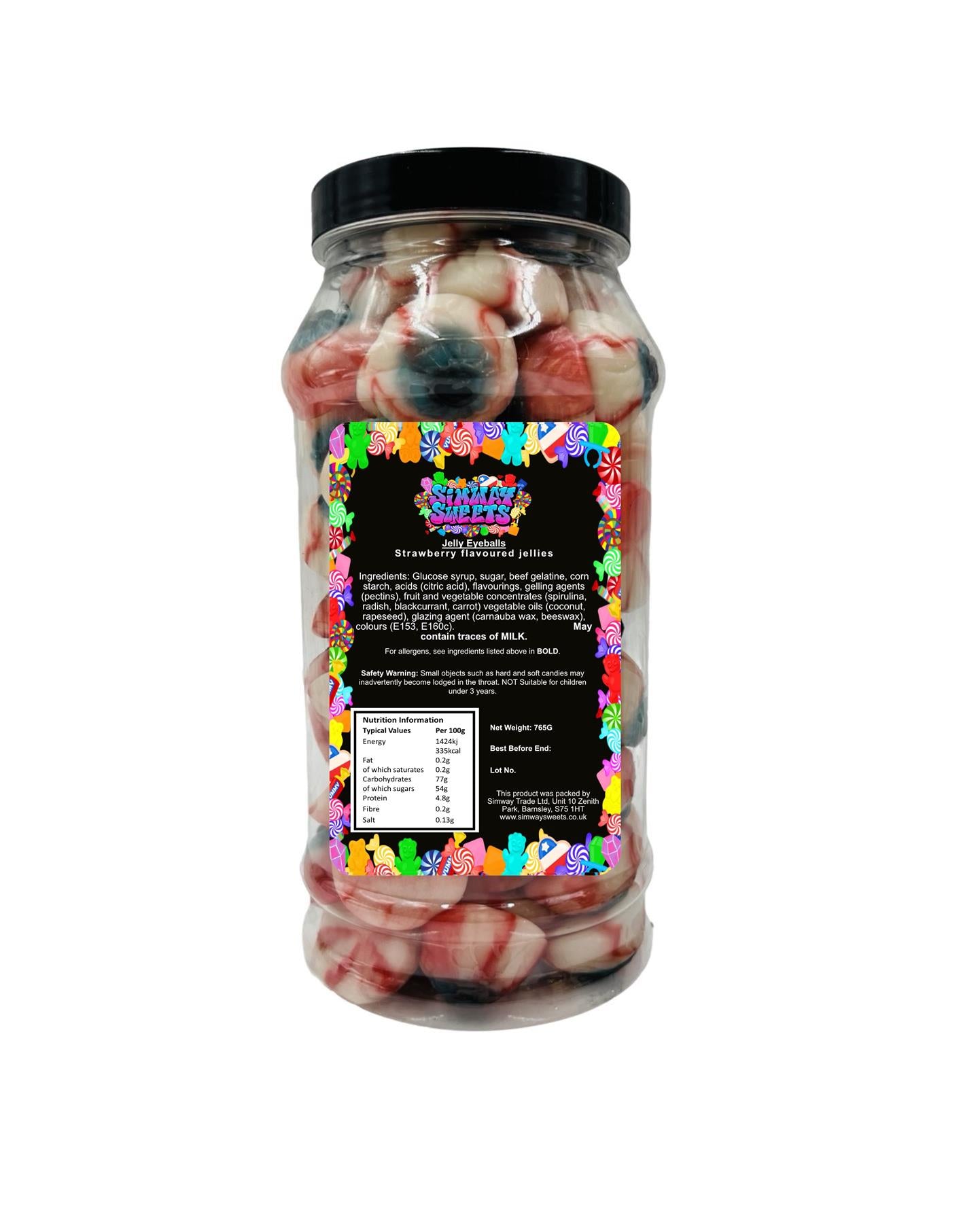 Jelly Eyeballs Sweets Gummy Retro Sweets Gift Jar - 765g