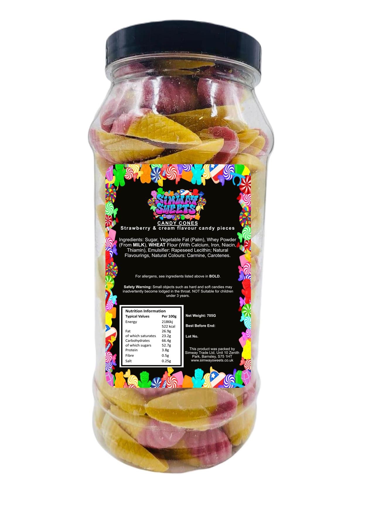 Chocolate Candy Cones Ice Cream Shapes Retro Sweets Gift Jar - 705g