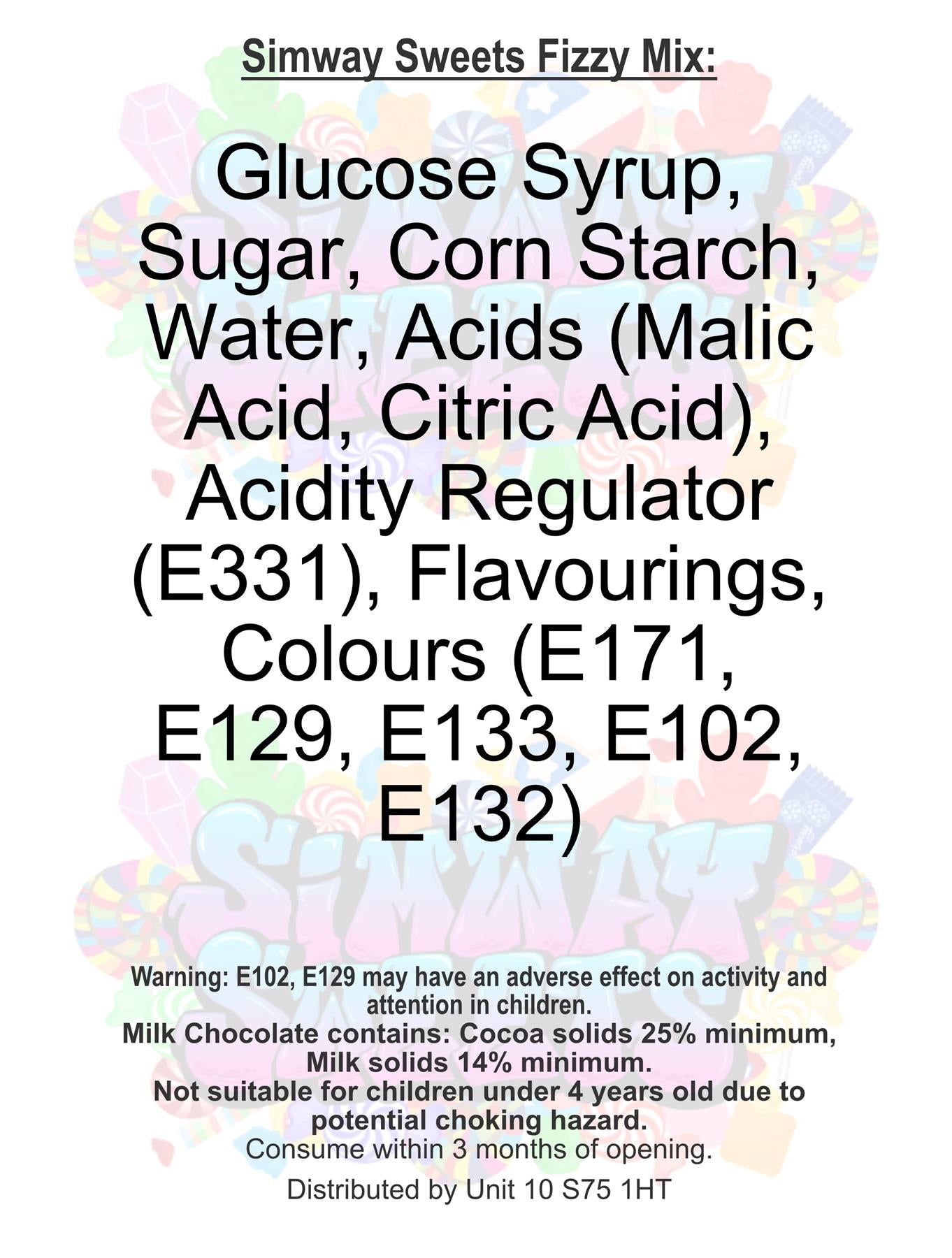 Simway Sweets Fun Fizzies Mix Sweet Gift Huge Mega 3KG Candy Jar
