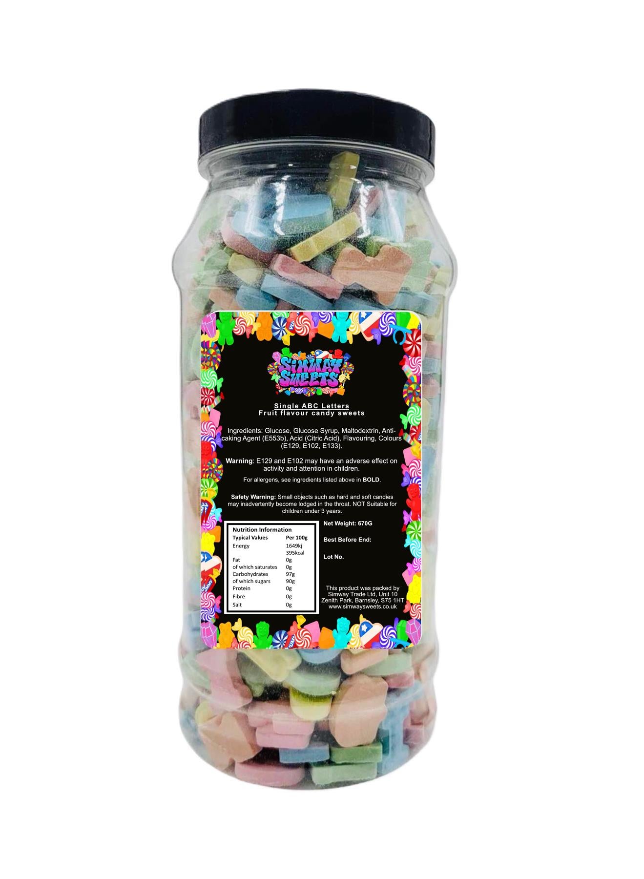 ABC Letters Chalky Alphabet Sweets Gift Jar - 670g