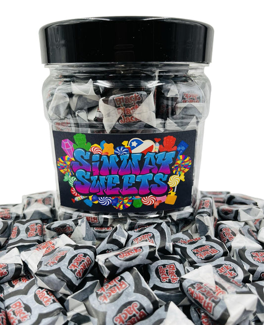 Simway Sweets Jar 785g - Black Jack Chews - Individually Wrapped - Approximately 150 Pieces