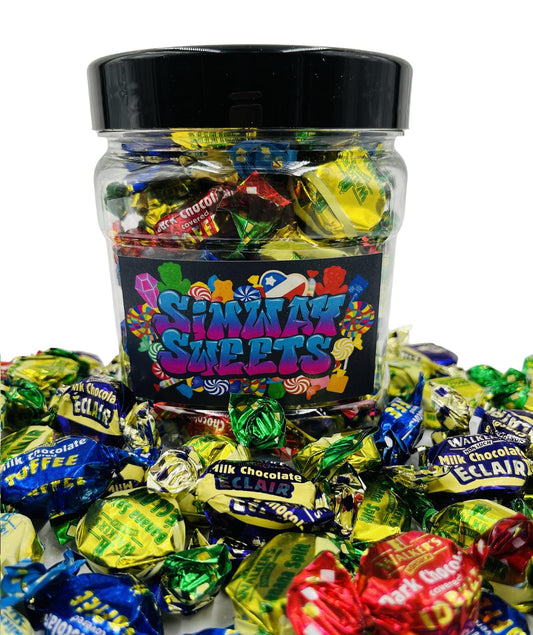 Simway Sweets Jar 665g - Toffees & Eclairs - Individually Wrapped - Approximately 66 Pieces