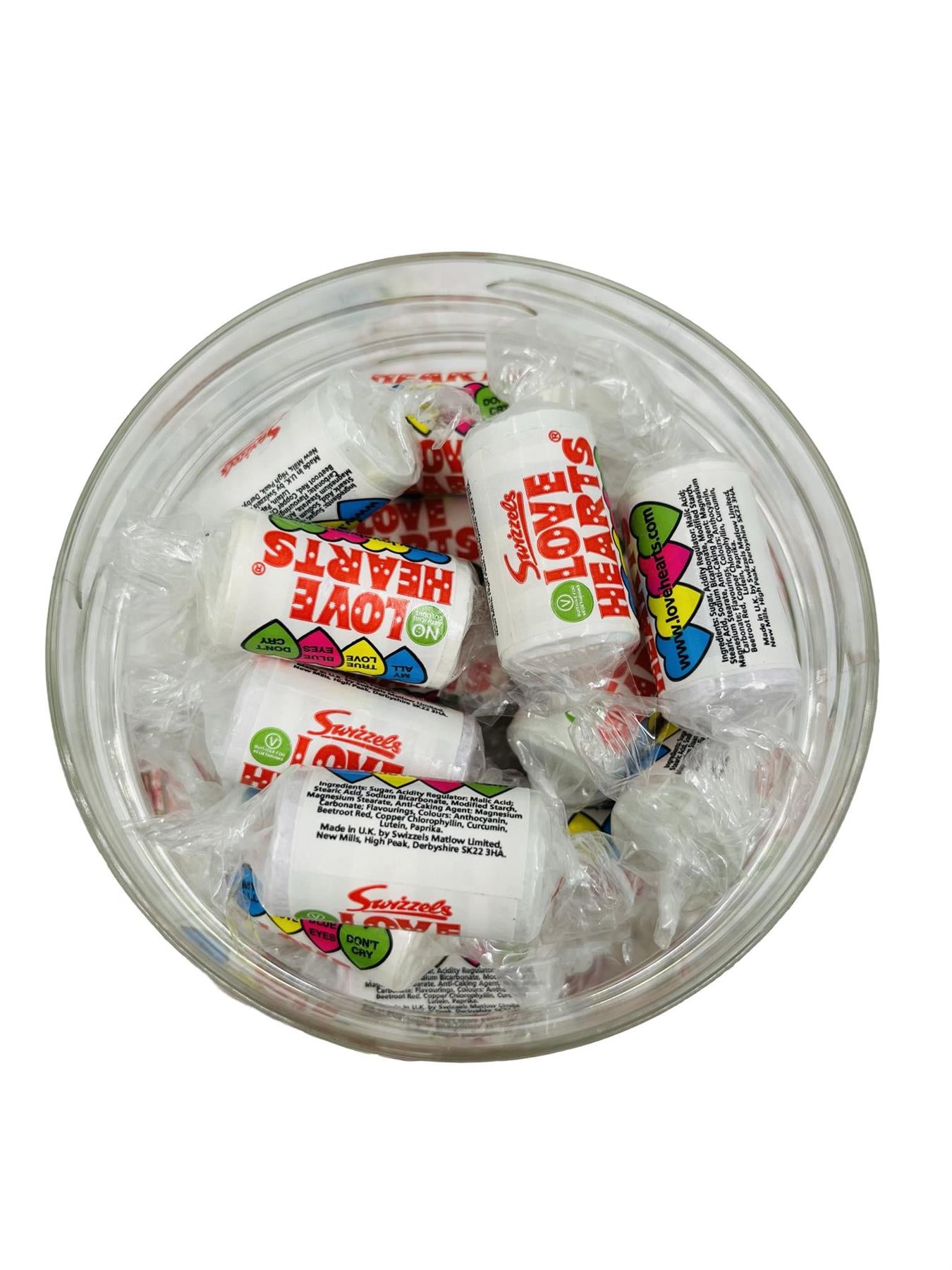 Simway Sweets Jar 665g - Swizzels Love Heart Rolls - Individually Wrapped Sweets - Approximately 50 Pieces