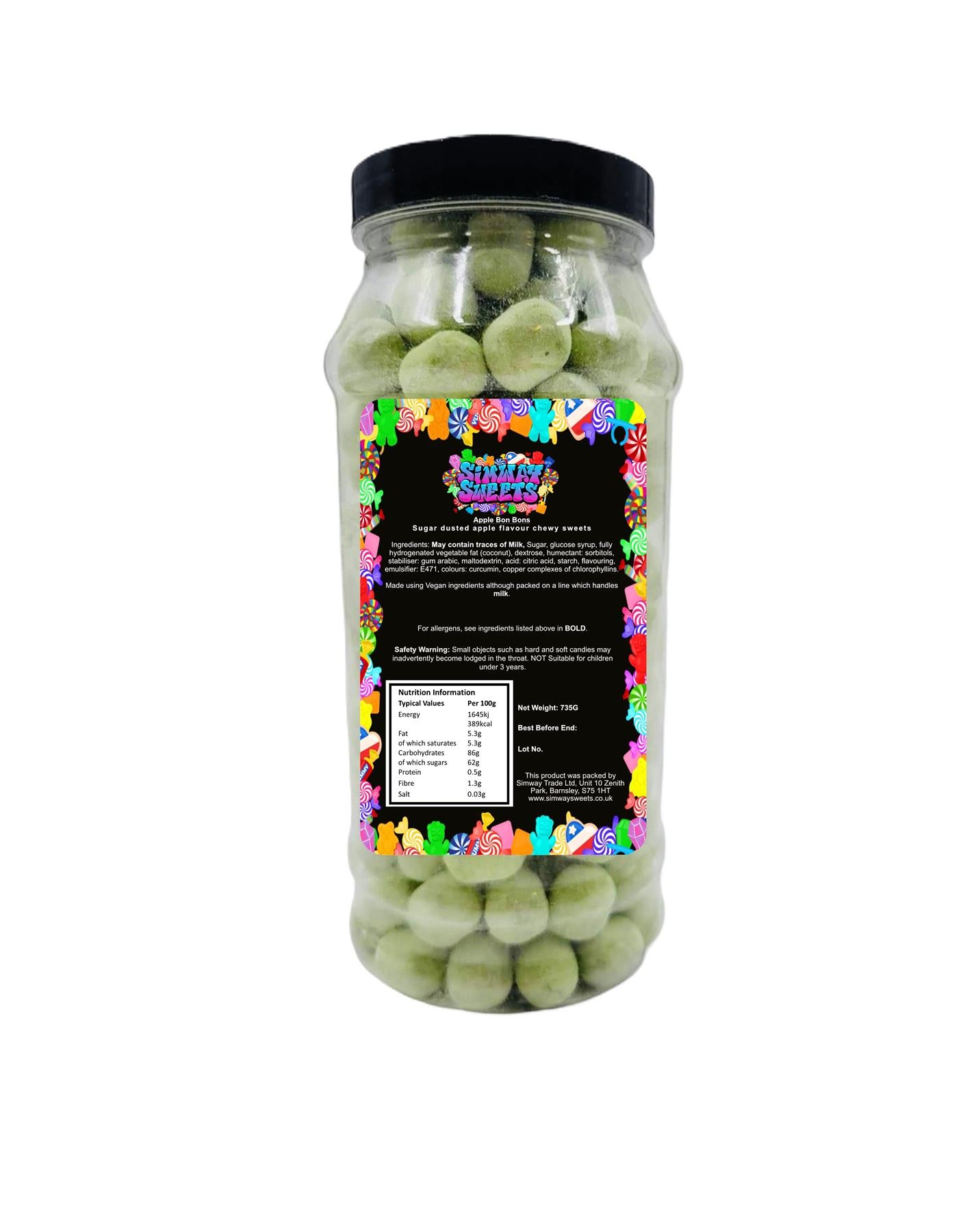 Apple Flavour Bon Bons Retro Sweets Bon Bons Gift Jar - 735g