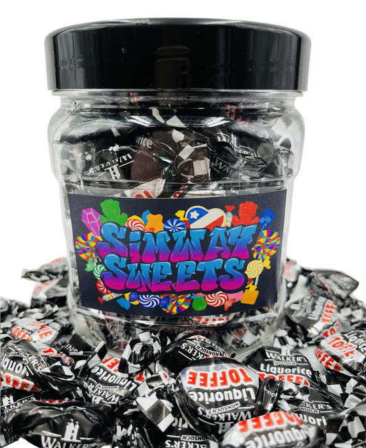 Simway Sweets Jar 705g - Liquorice Toffees - Individually Wrapped - Approximately 70 Pieces