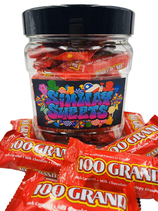 Simway Sweets Jar 555g - 100 Grand Fun Size Chocolates - Individually Wrapped American Chocolate - Approximately 20 Pieces