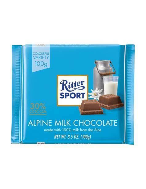 Ritter Sport Alpine Milk Chocolate 100g DATED MAY 2025