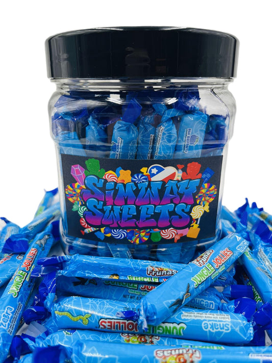Simway Sweets Jar 530g - Jungle Jollies Blue Raspberry Flavour - Individually Wrapped American Sweets - Approximately 48 Pieces