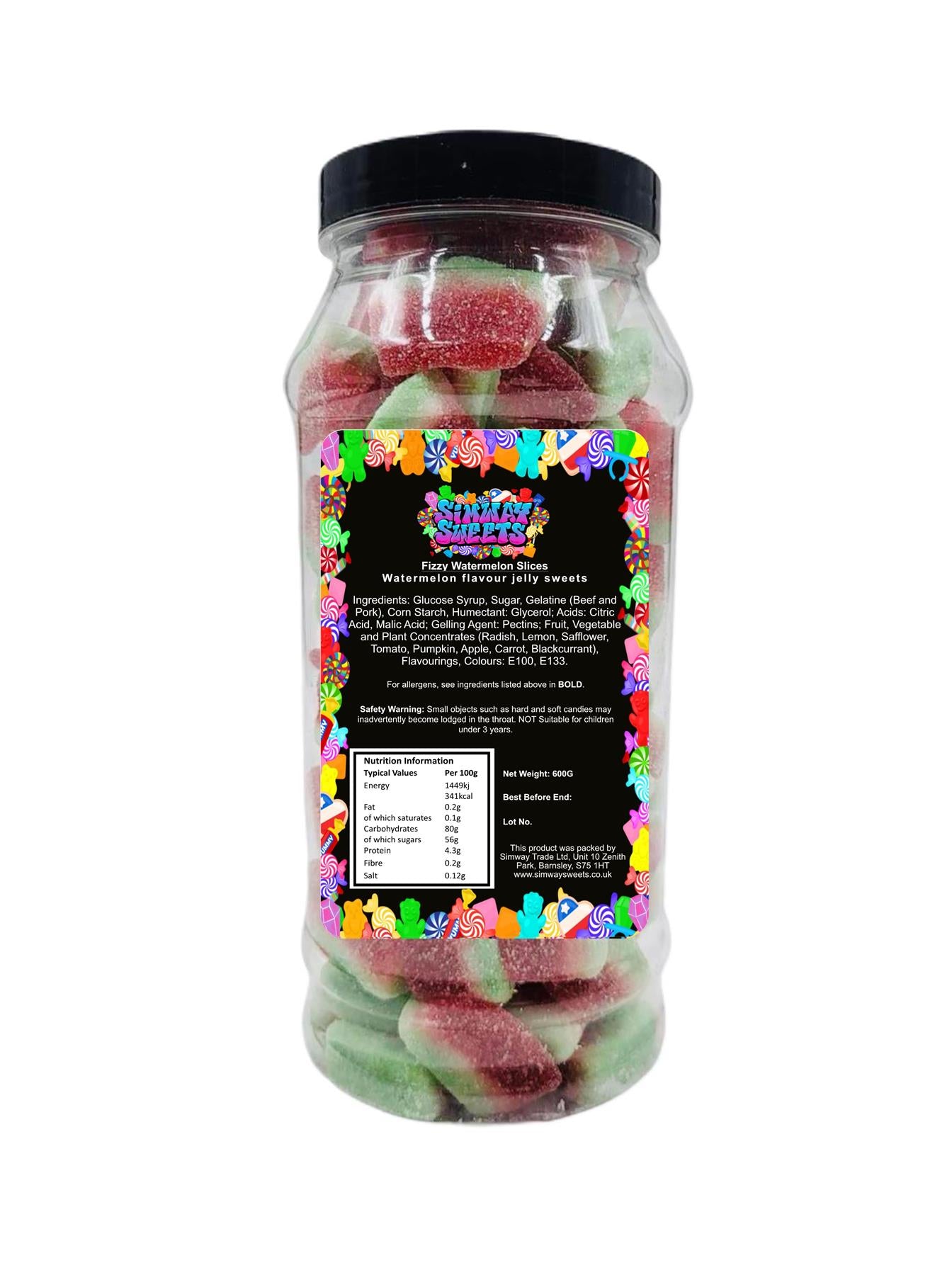 Fizzy Watermelon Slices Retro Sweets Gift Jar - 600g