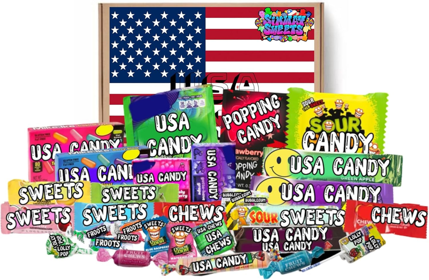 American Sweets Gift Box Includes 30 Assorted Treats