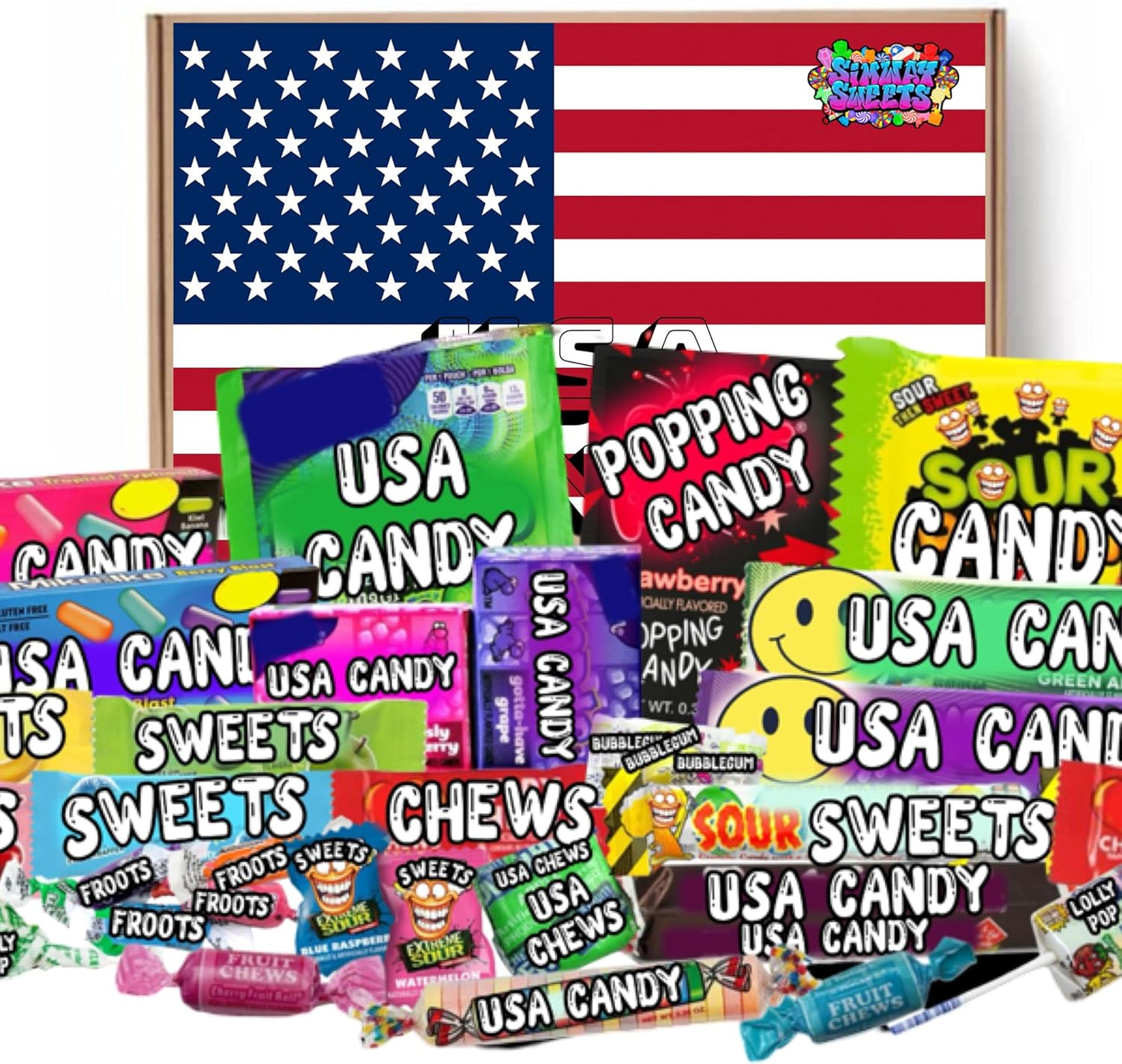 American Sweets Gift Box Includes 30 Assorted Treats