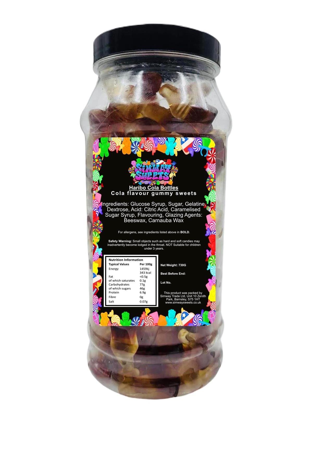 Cola Bottles Retro Sweets Cola Flavoured Gummy Sweets Gift Jar - 730g