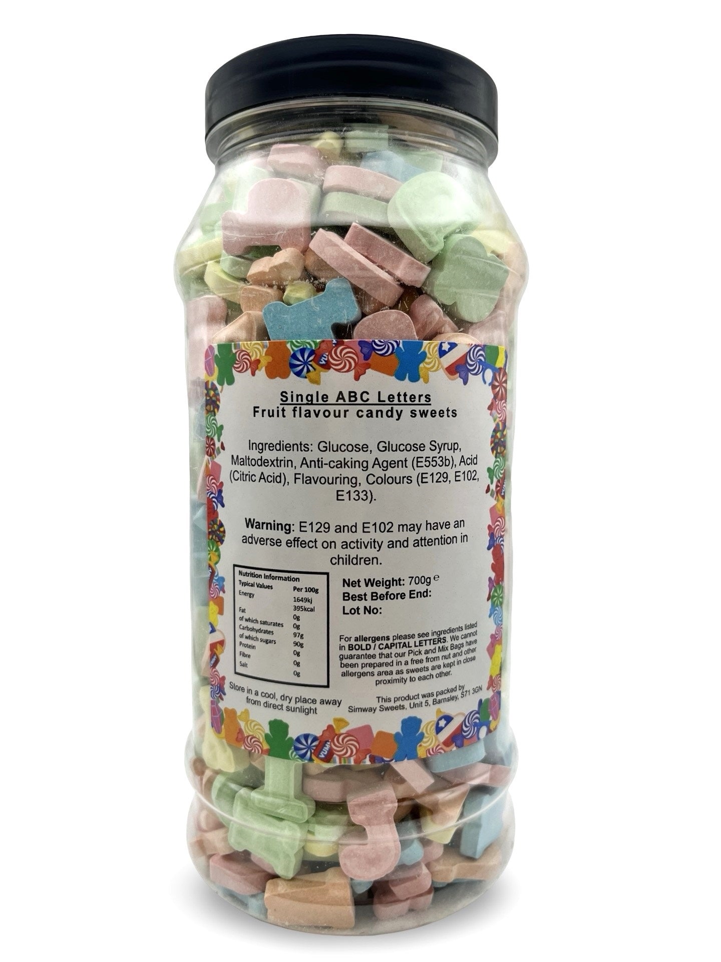 ABC Letters Chalky Alphabet Sweets Gift Jar - 700g