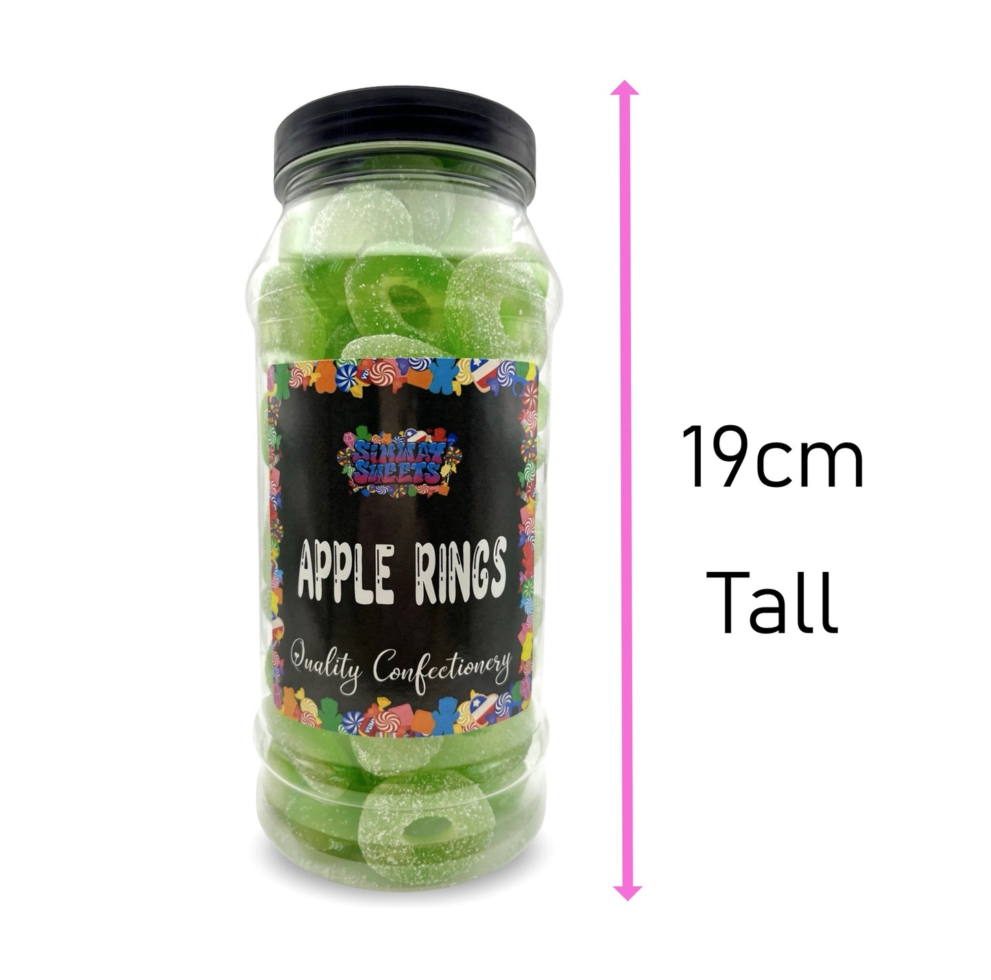 Sour Apple Rings Retro Fizzy Gummy Sweets Gift Jar - 620g