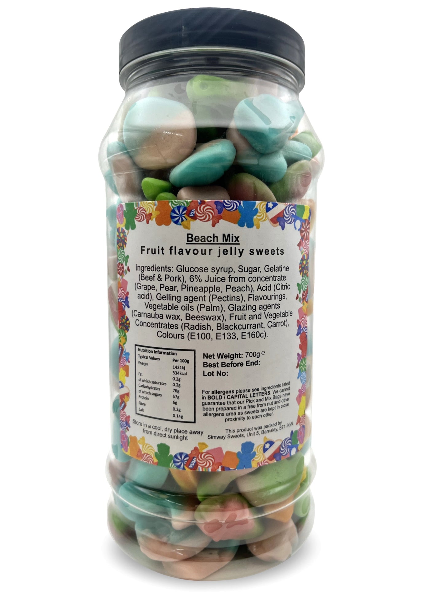 Beach Mix Jelly Gummy Retro Sweets Gift Jar - 700g