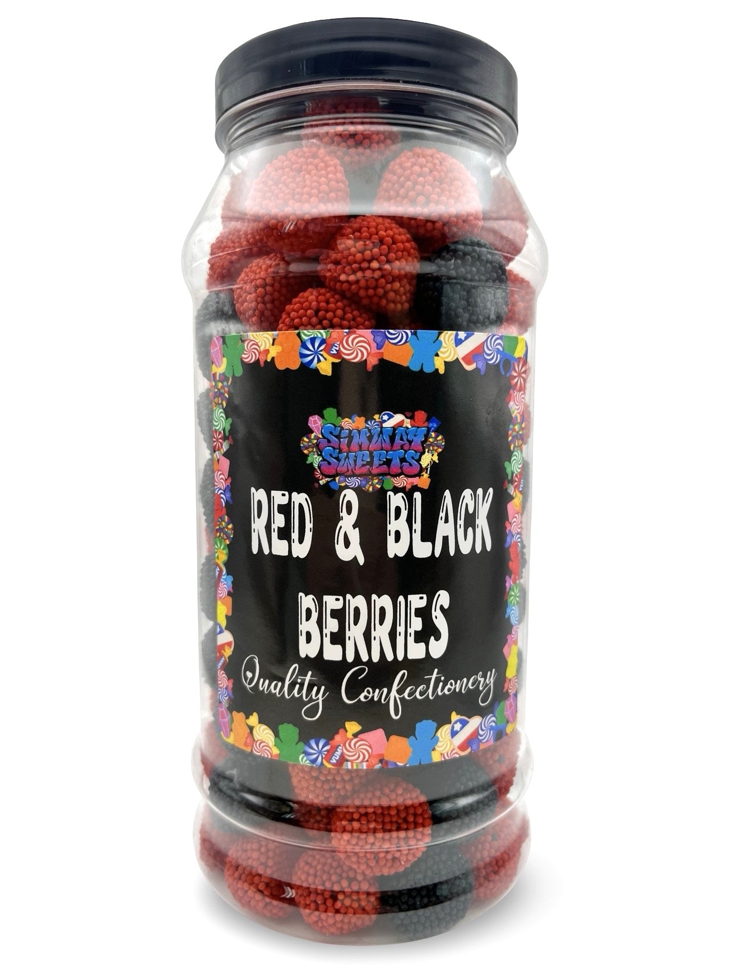 Black & Raspberry Berries Gummy Retro Sweets Gift Jar - 770g