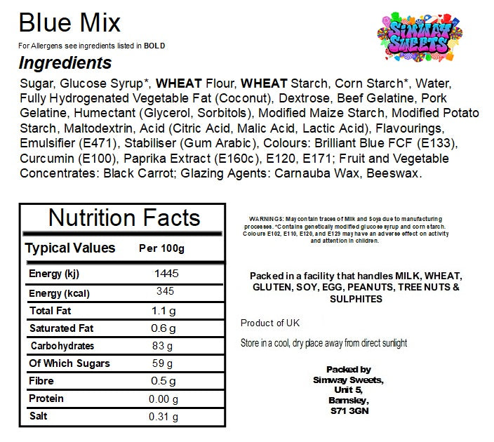 Blue Pick & Mix Sweets Selection, Fizzy and Non-Fizzy Gummy Mix