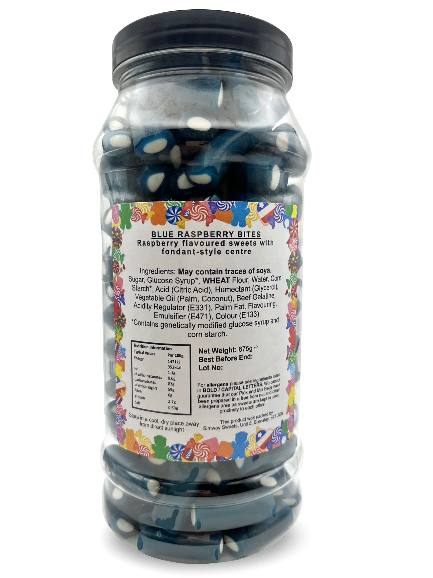 Blue Raspberry Pencil Bites Retro Gummy Sweets Gift Jar - 675g