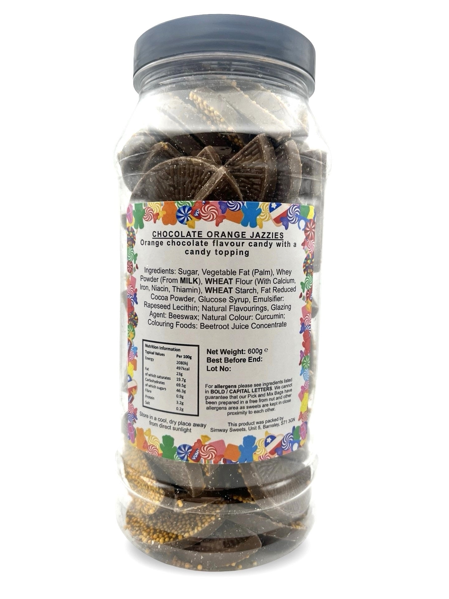 Milk Chocolate Orange Jazzies Jazzles Slices Retro Sweets Gift Jar - 600g