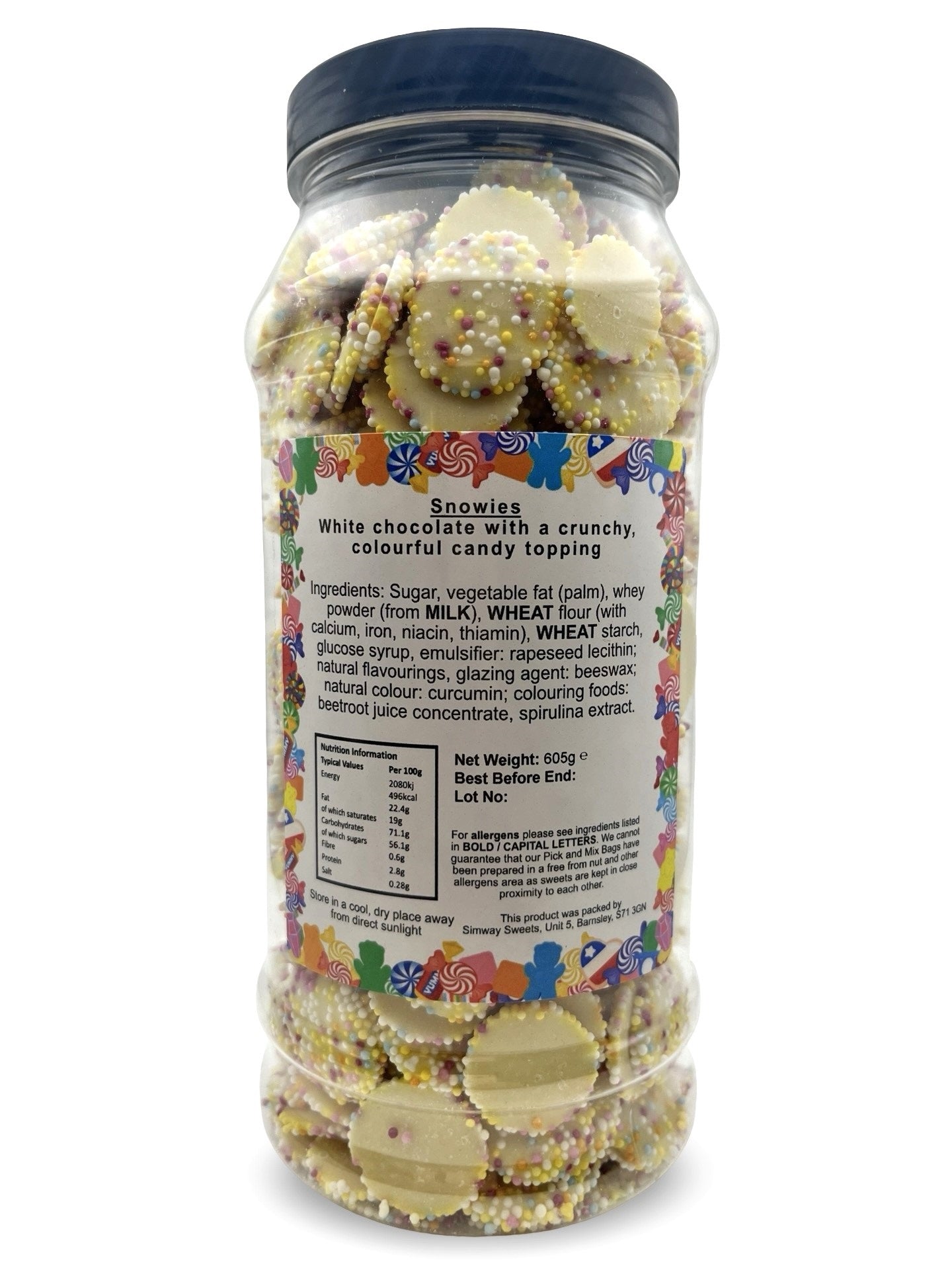 White Chocolate Jazzies Snowies Retro Sweets Gift Jar - 605g