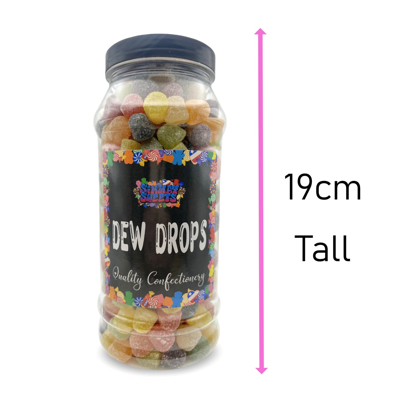 Dew Drops Fruit Flavour Gummy Retro Sweets Gift Jar - 770g