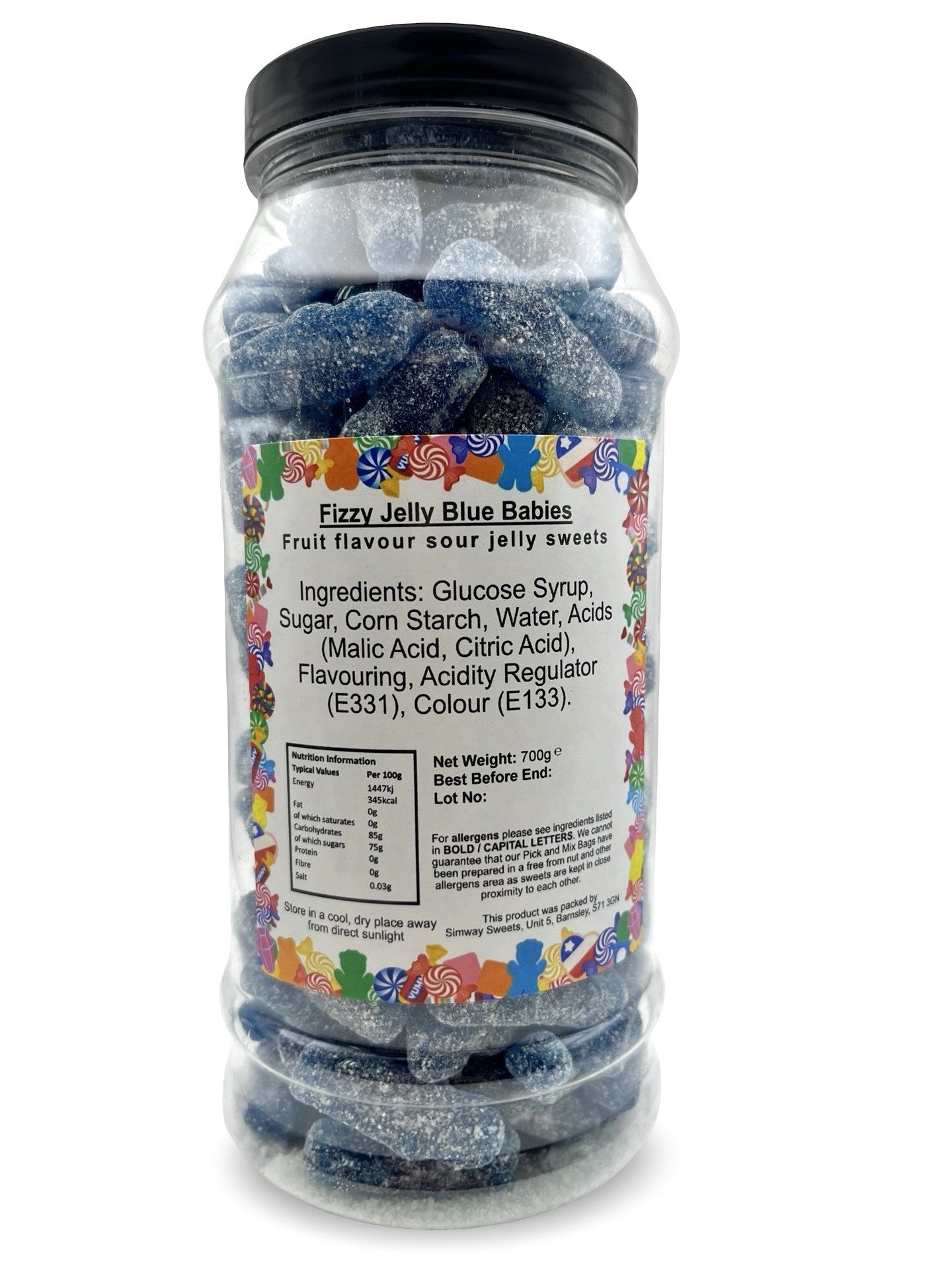 Fizzy Blue Babies Retro Sweets Gift Jar Blue Sweets - 700g