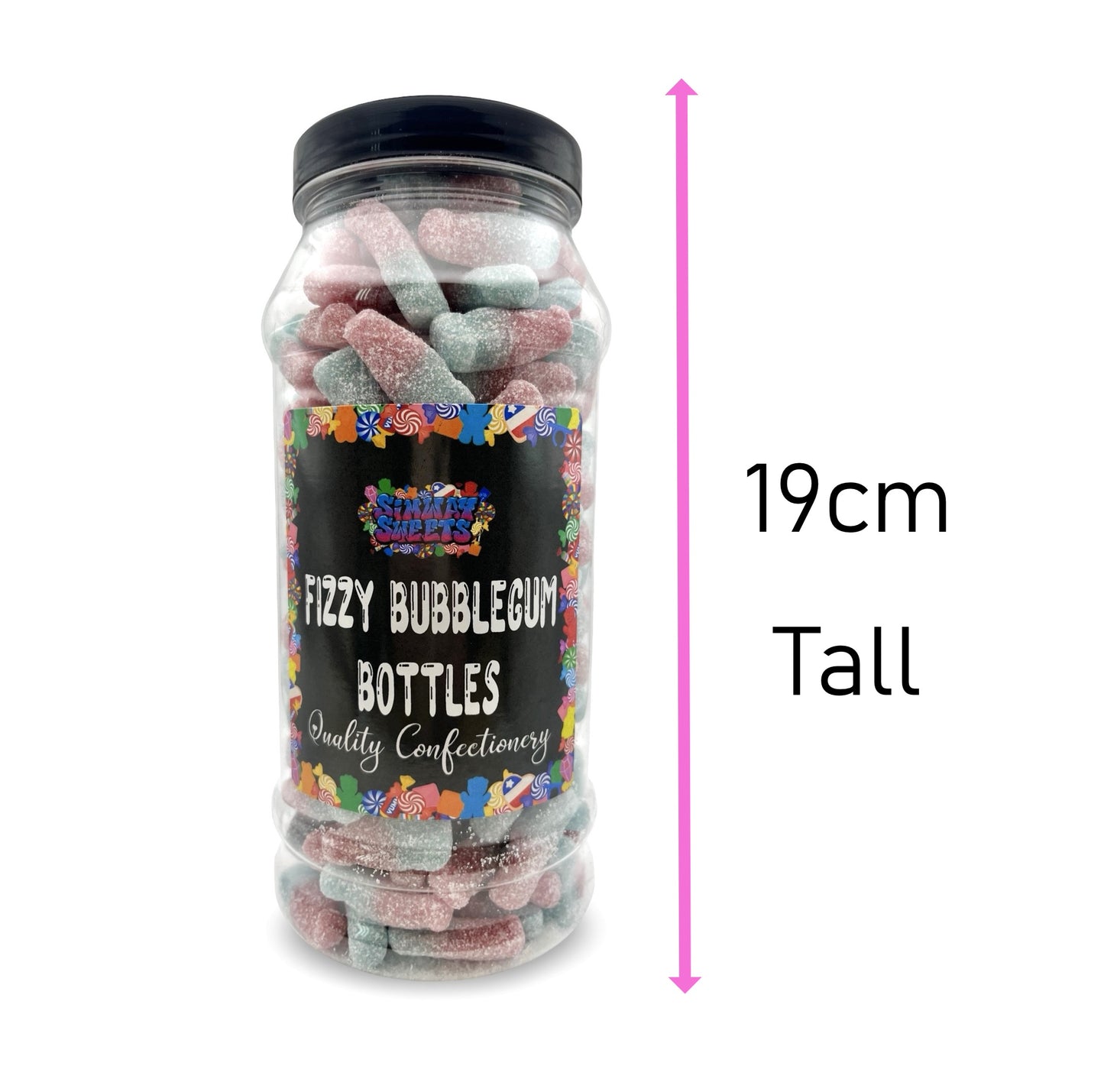 Fizzy Bubblegum Bottles Pink and Blue Bottles Retro Sweets Gift Jar - 685g