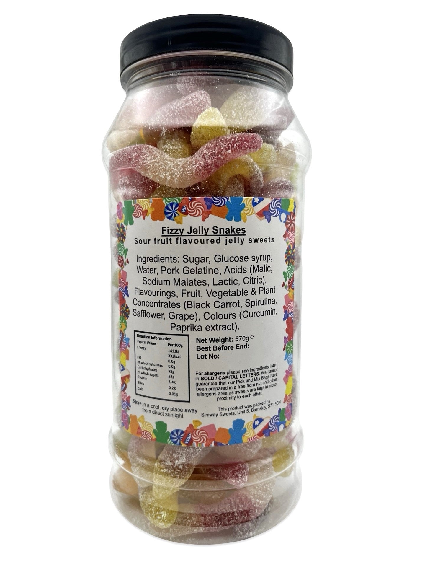Fizzy Snakes Retro Sweets Gift Jar - 570g