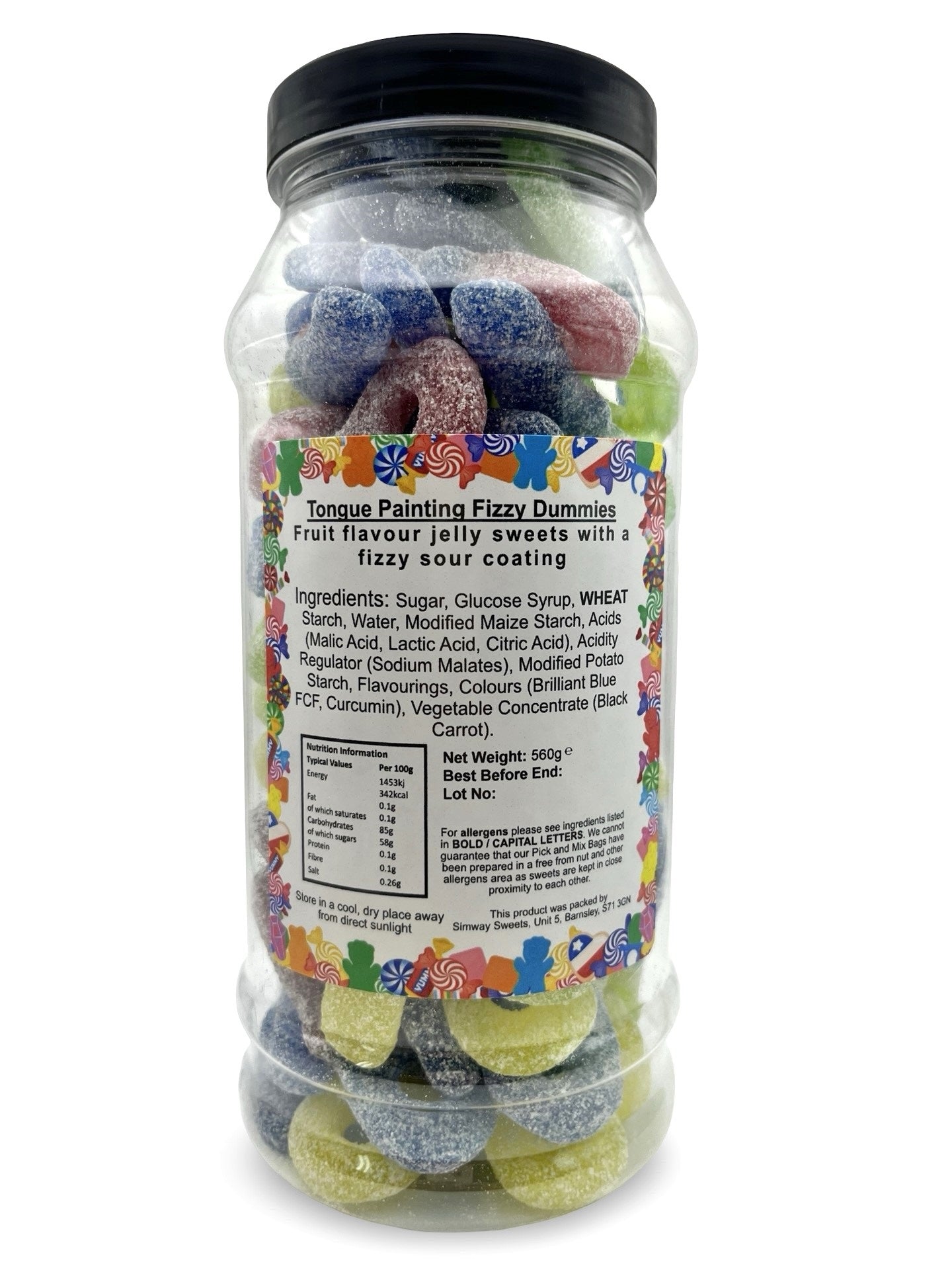 Fizzy Tongue Painting Dummies Retro Sweets Gift Jar - 560g