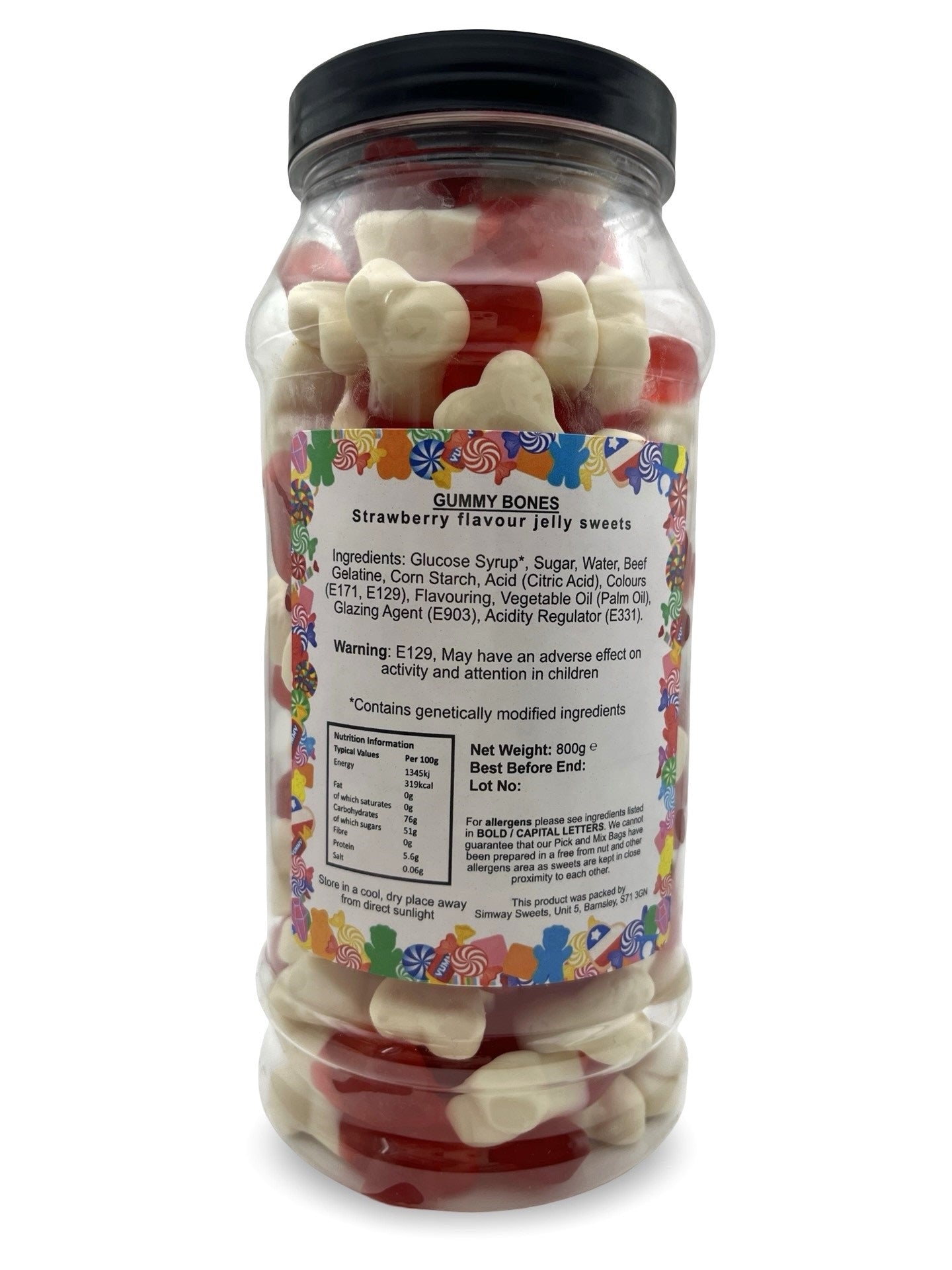 Gummy Bones Retro Sweets Gift Jar - 800g