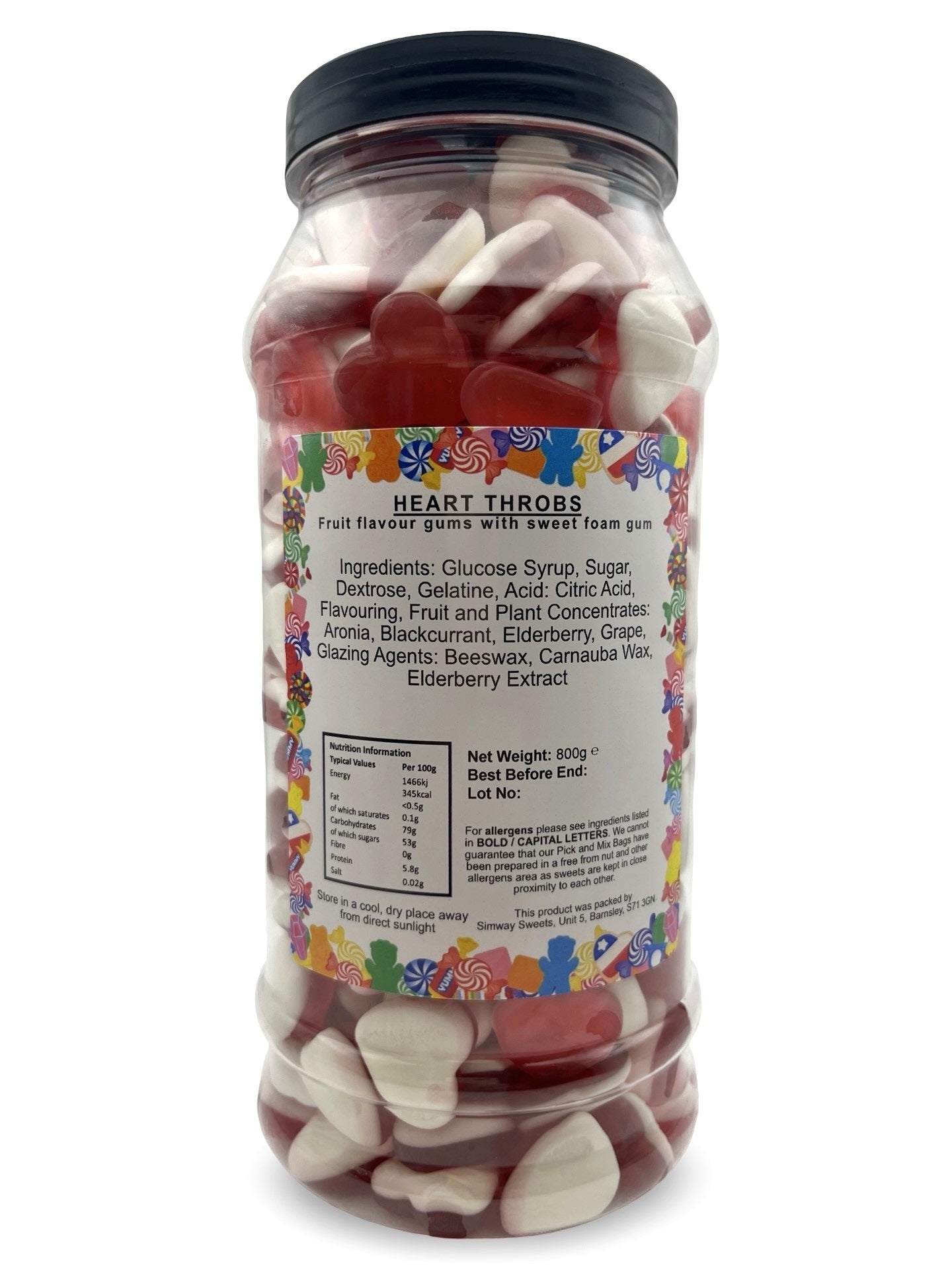 Haribo Heart Throb Gummy Foam Sweets Retro Sweets Gift Jar - 800g