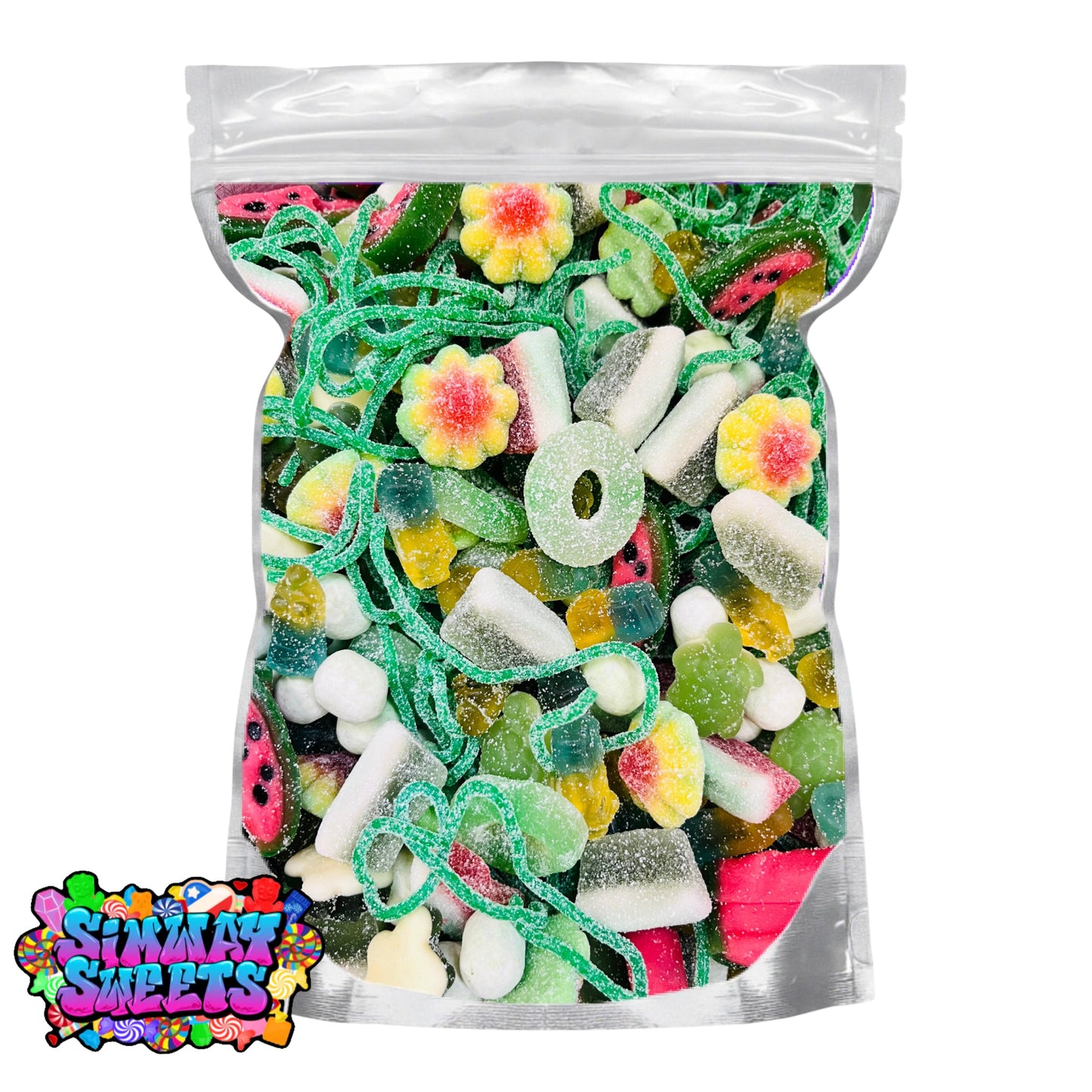 Green Pick & Mix Sweets Selection, Fizzy and Non-Fizzy Gummy Mix