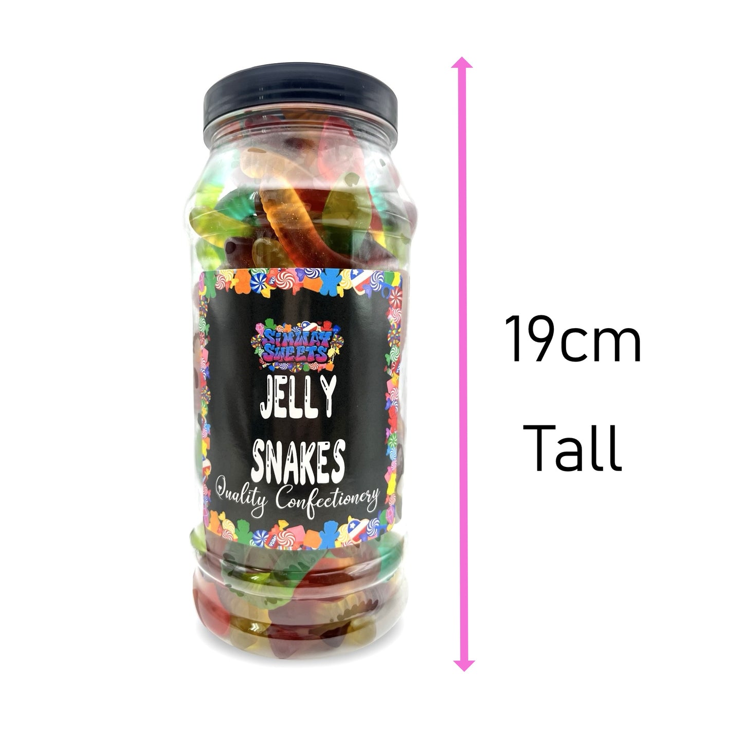 Jelly Snakes Sweets Gummy Retro Sweets Gift Jar - 800g