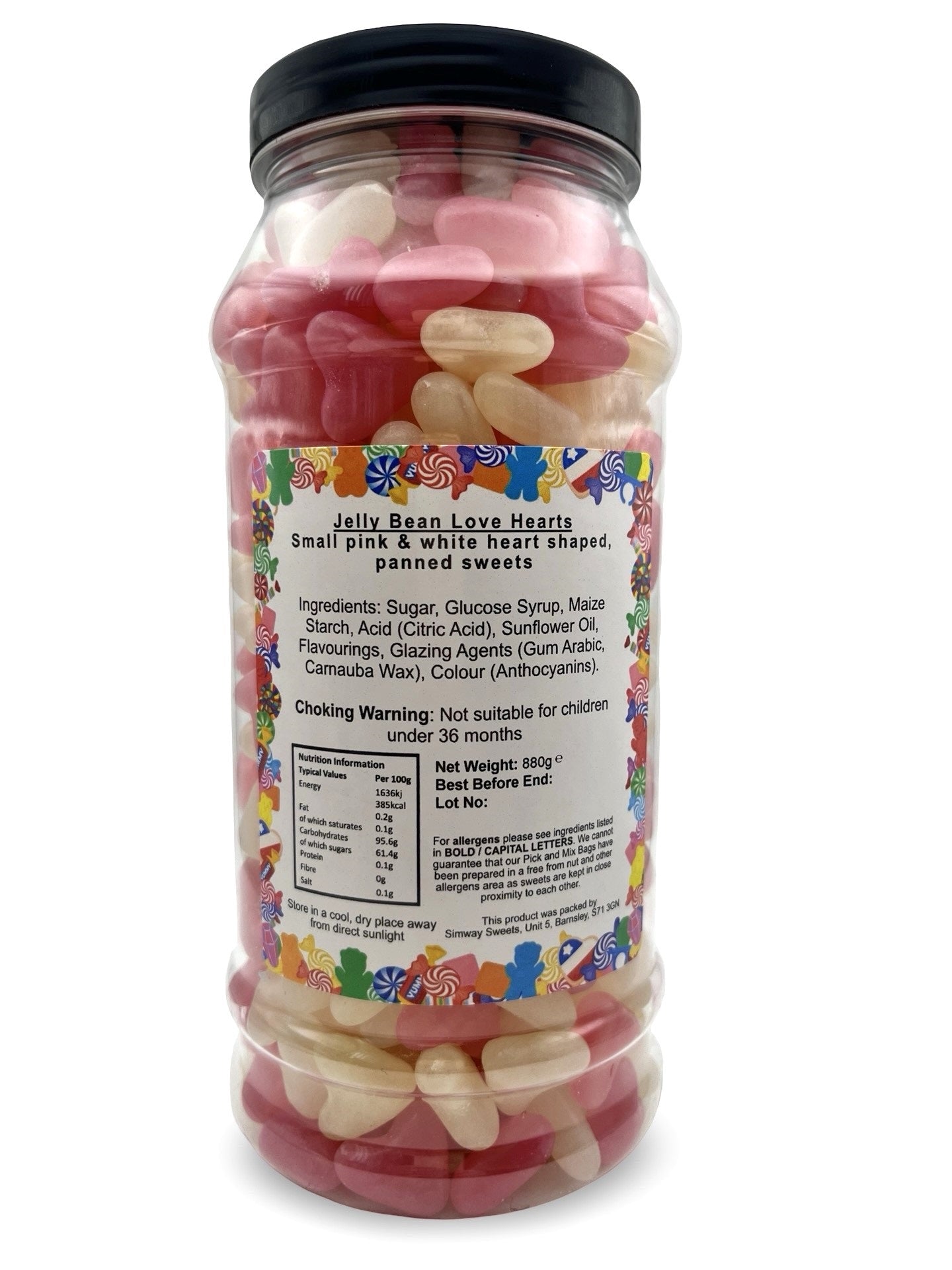 Jelly Bean Hearts Gummy Retro Sweets Gift Jar - 880g
