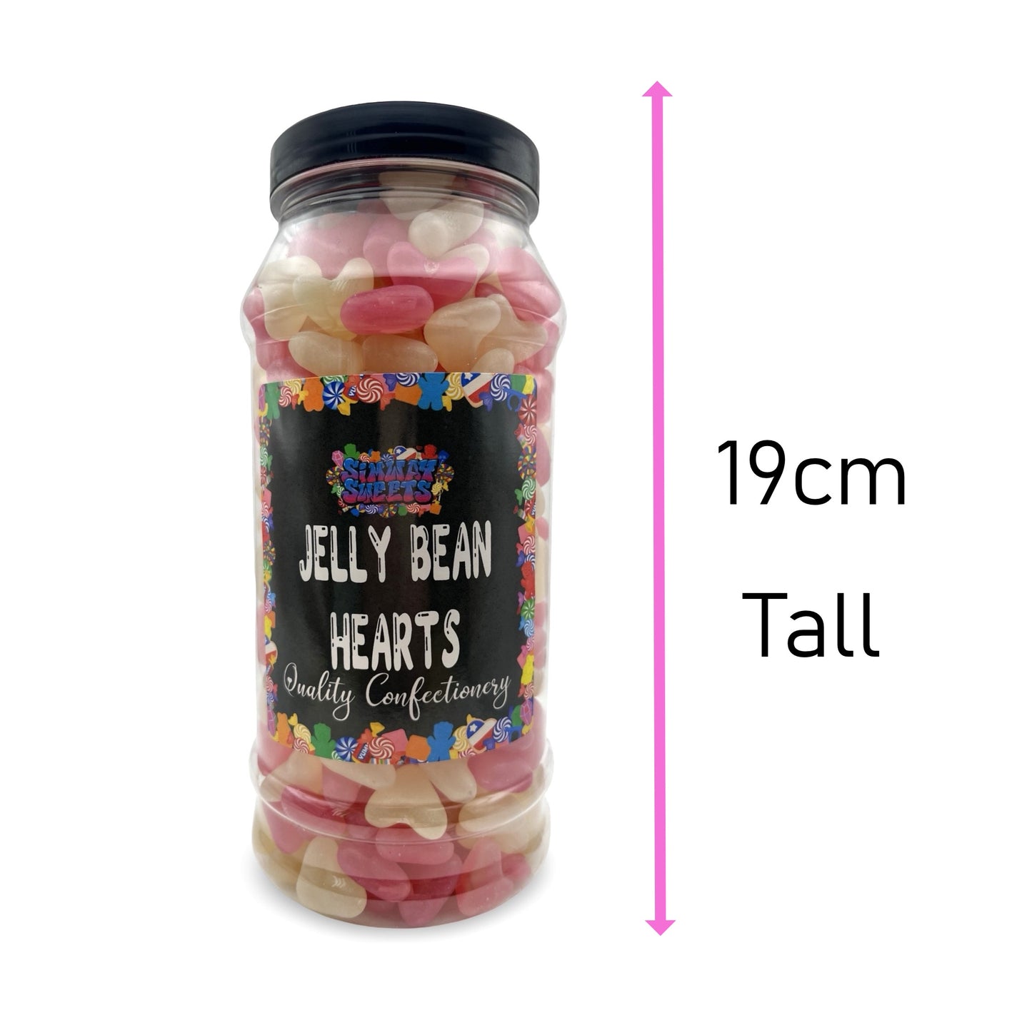 Jelly Bean Hearts Gummy Retro Sweets Gift Jar - 880g
