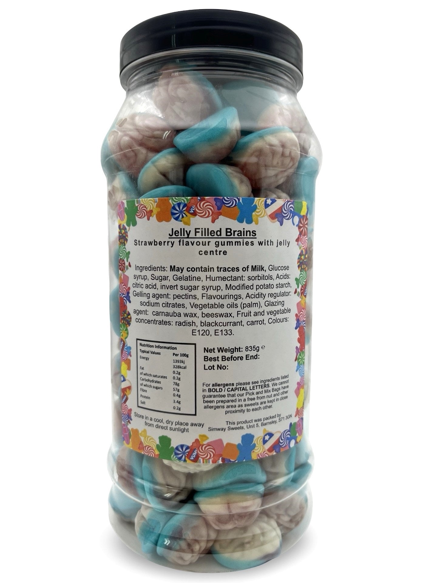 Jelly Brains Jelly Filled Sweets Gummy Retro Sweets Gift Jar - 835g