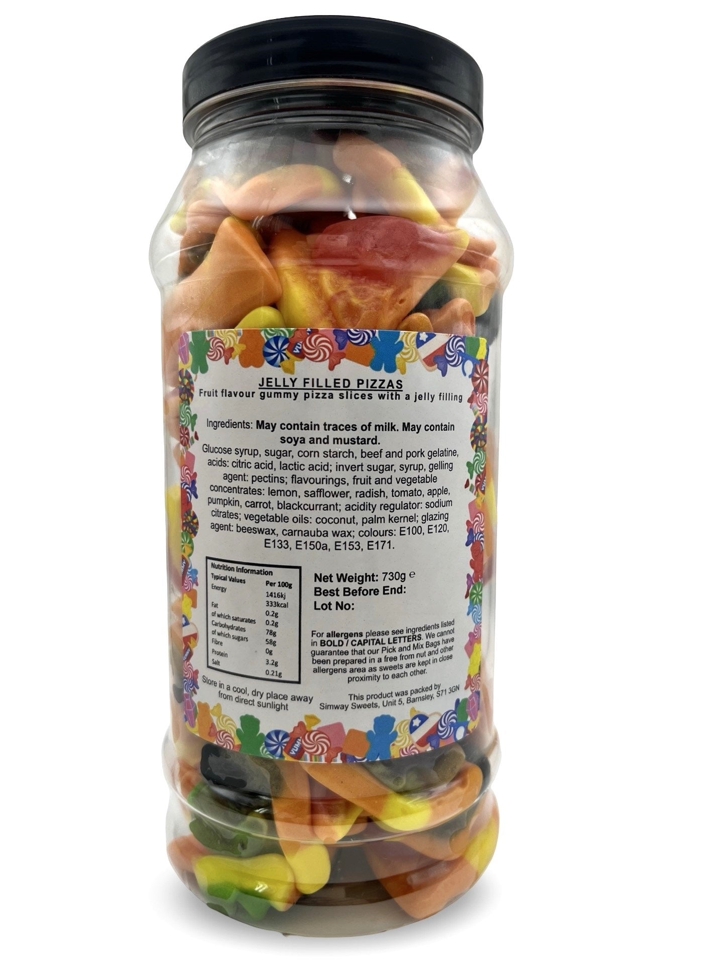 Jelly Filled Pizzas Sweets Gummy Retro Sweets Gift Jar - 730g