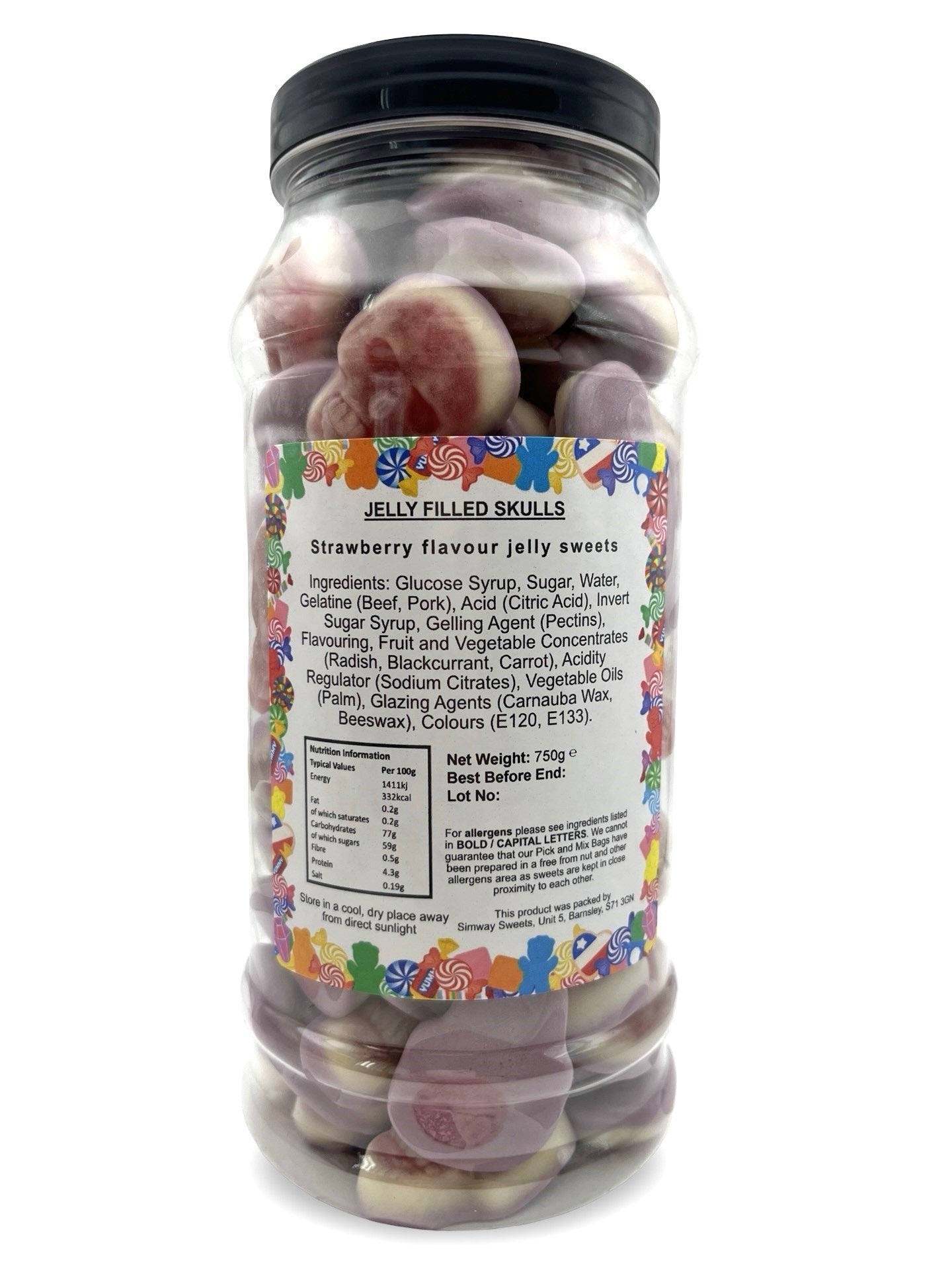 Jelly Skulls Jelly Filled Sweets Gummy Retro Sweets Gift Jar - 750g