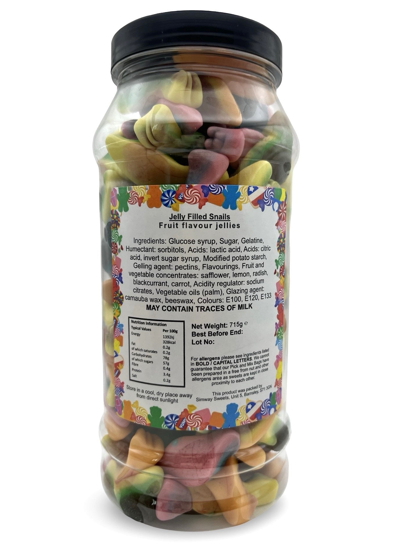 Jelly Snails Jelly Filled Sweets Gummy Retro Sweets Gift Jar - 715g