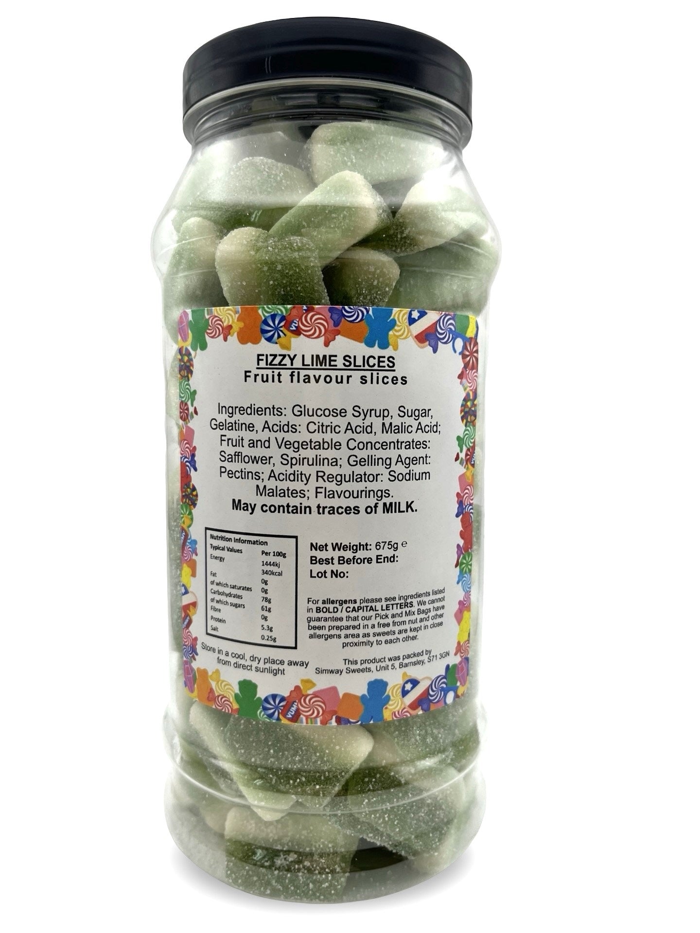 Lime Slices Retro Fizzy Gummy Sweets Gift Jar - 675g