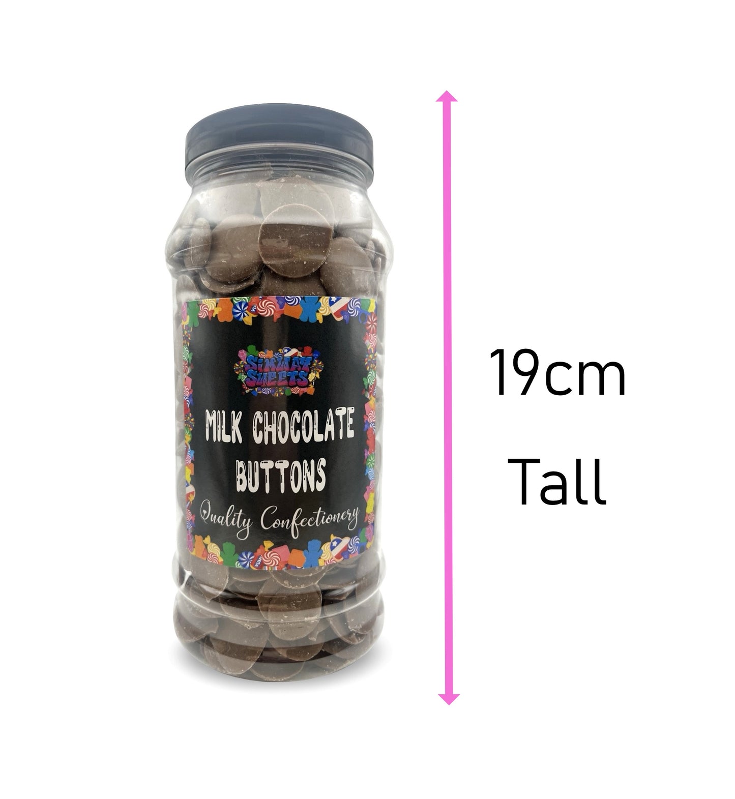 Milk Chocolate Buttons Drops Retro Sweets Gift Jar - 620g