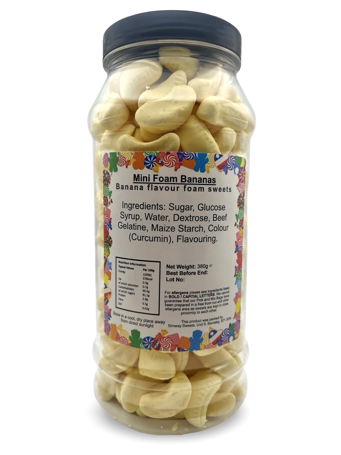 Mini Foam Bananas Retro Sweets Gift Jar - 380g