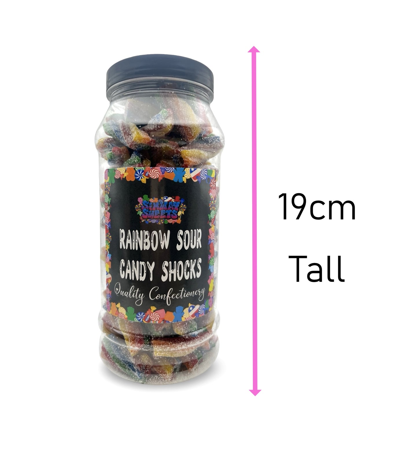 Rainbow Sour Candy Shocks Retro Fizzy Gummy Sweets Gift Jar - 570g