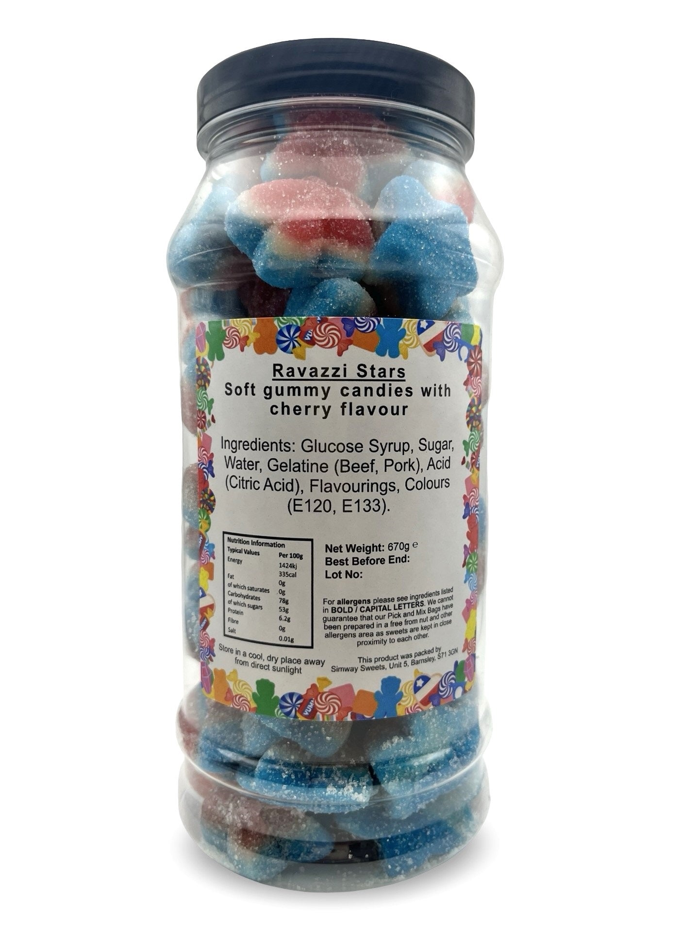 Ravazzi Fizzy Stars Retro Gummy Sweets Gift Jar - 670g