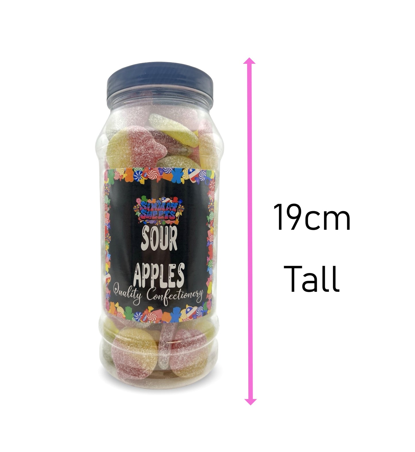 Fizzy Sour Apples Sweets Gummy Jelly Retro Sweets Gift Jar - 760g