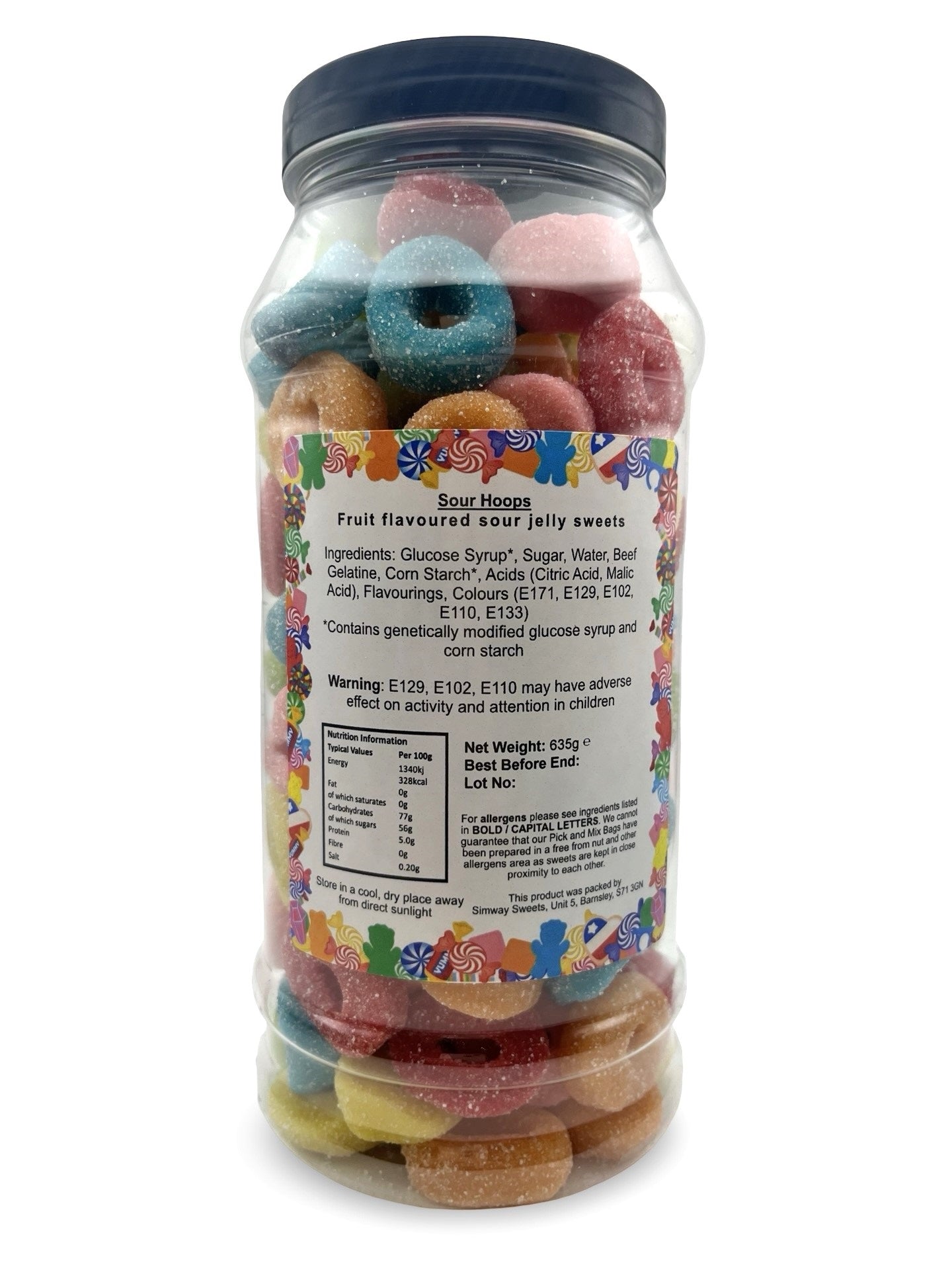 Sour Hoops Retro Fizzy Gummy Sweets Gift Jar - 635g
