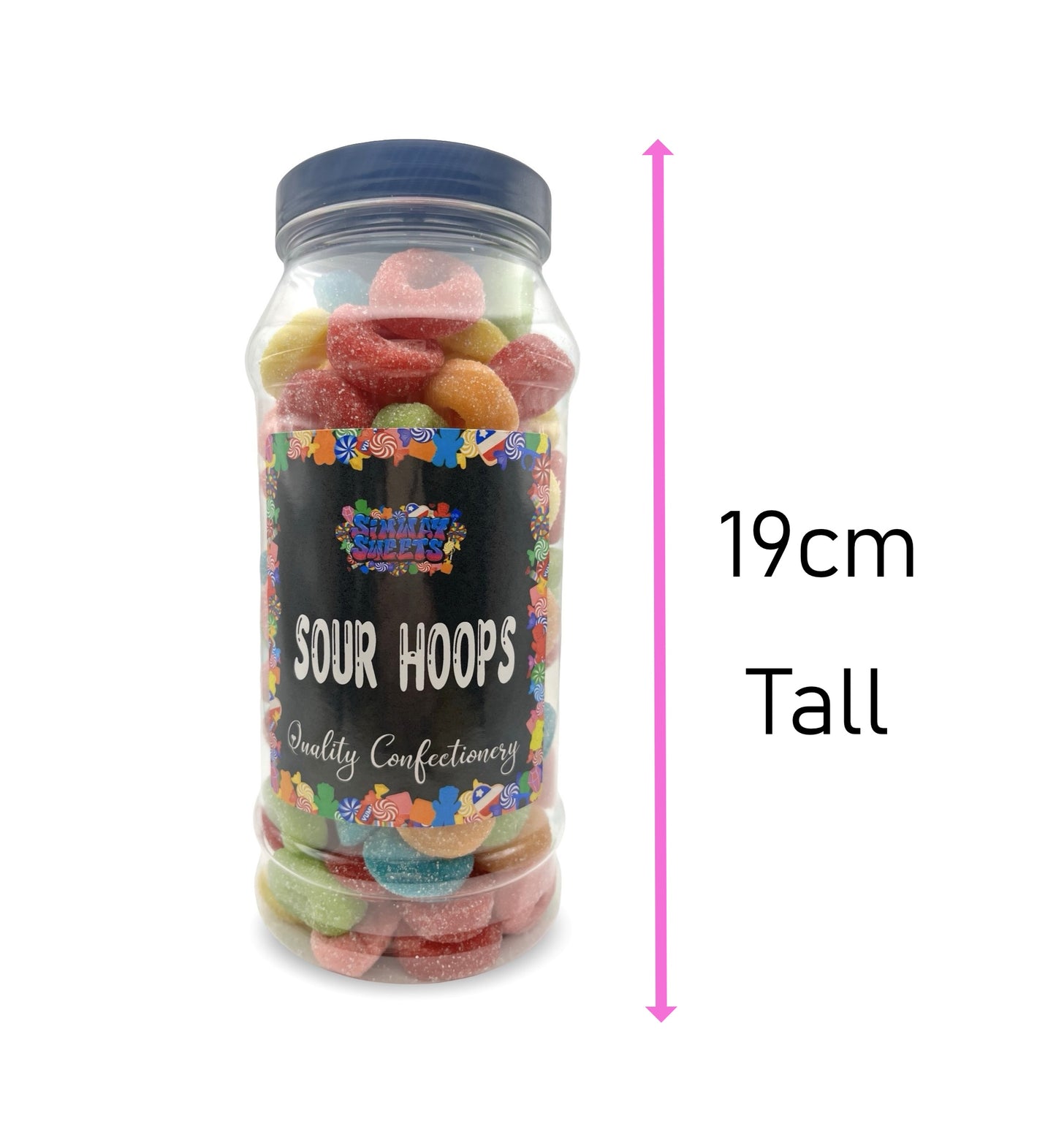 Sour Hoops Retro Fizzy Gummy Sweets Gift Jar - 635g