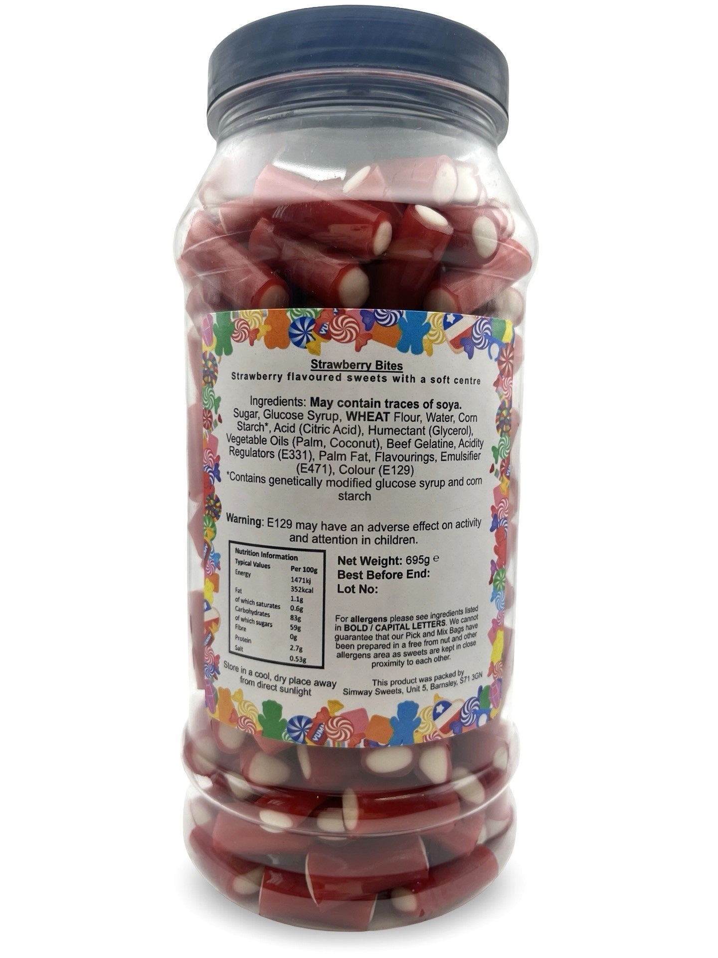 Strawberry Pencil Bites Sweets Gummy Jelly Retro Sweets Gift Jar - 695g