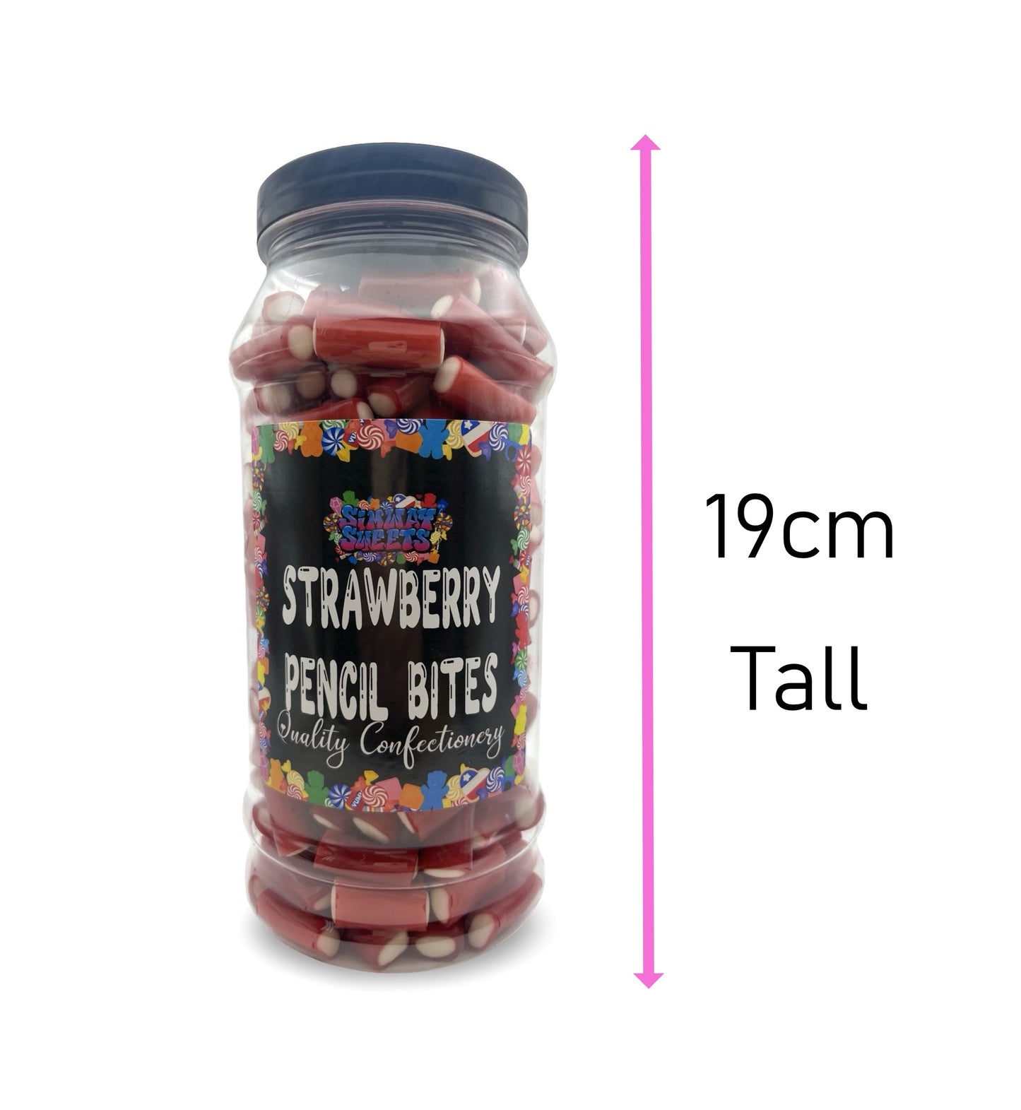 Strawberry Pencil Bites Sweets Gummy Jelly Retro Sweets Gift Jar - 695g